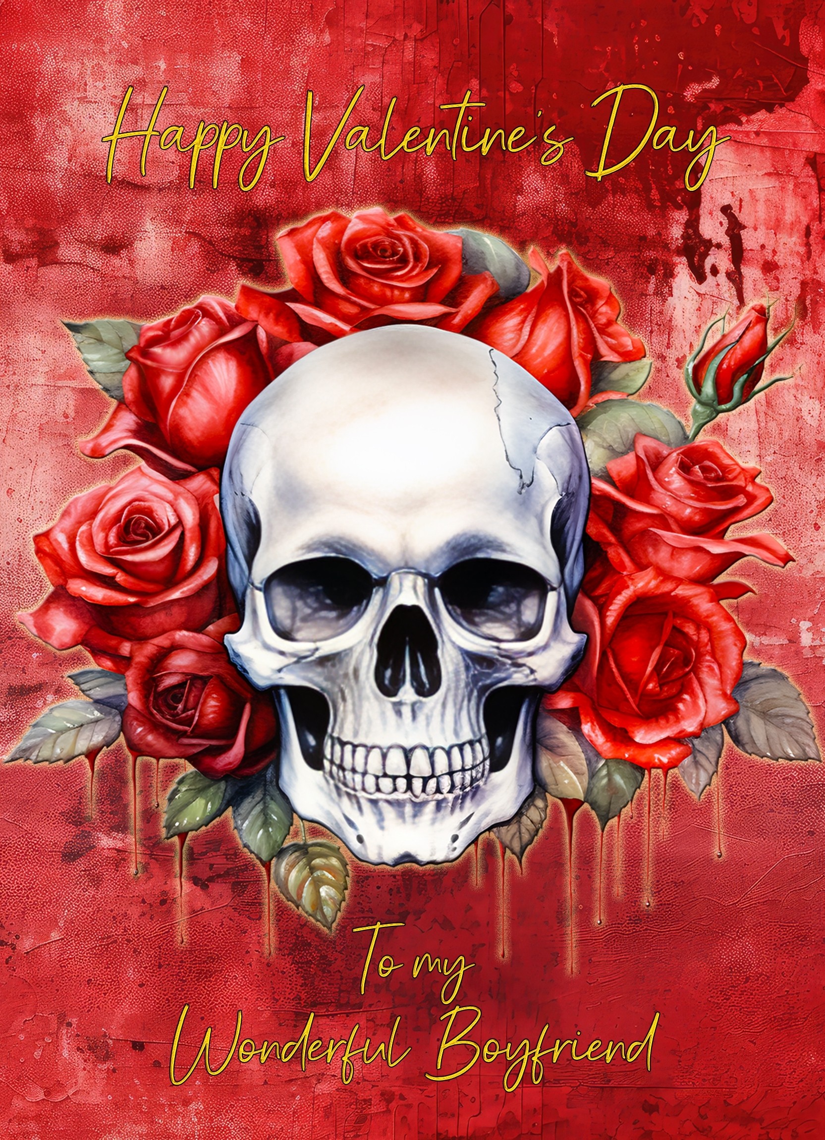 Valentines Day Card for Boyfriend (Fantasy Skull, Design 3)