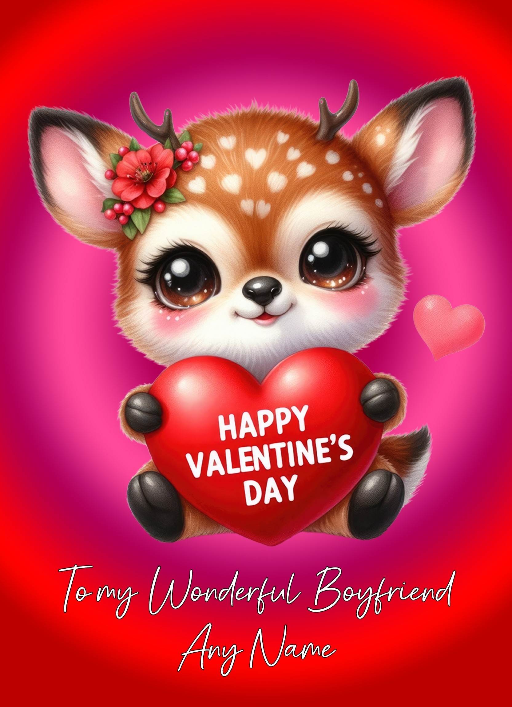 Personalised Valentines Day Card for Boyfriend (Deer)