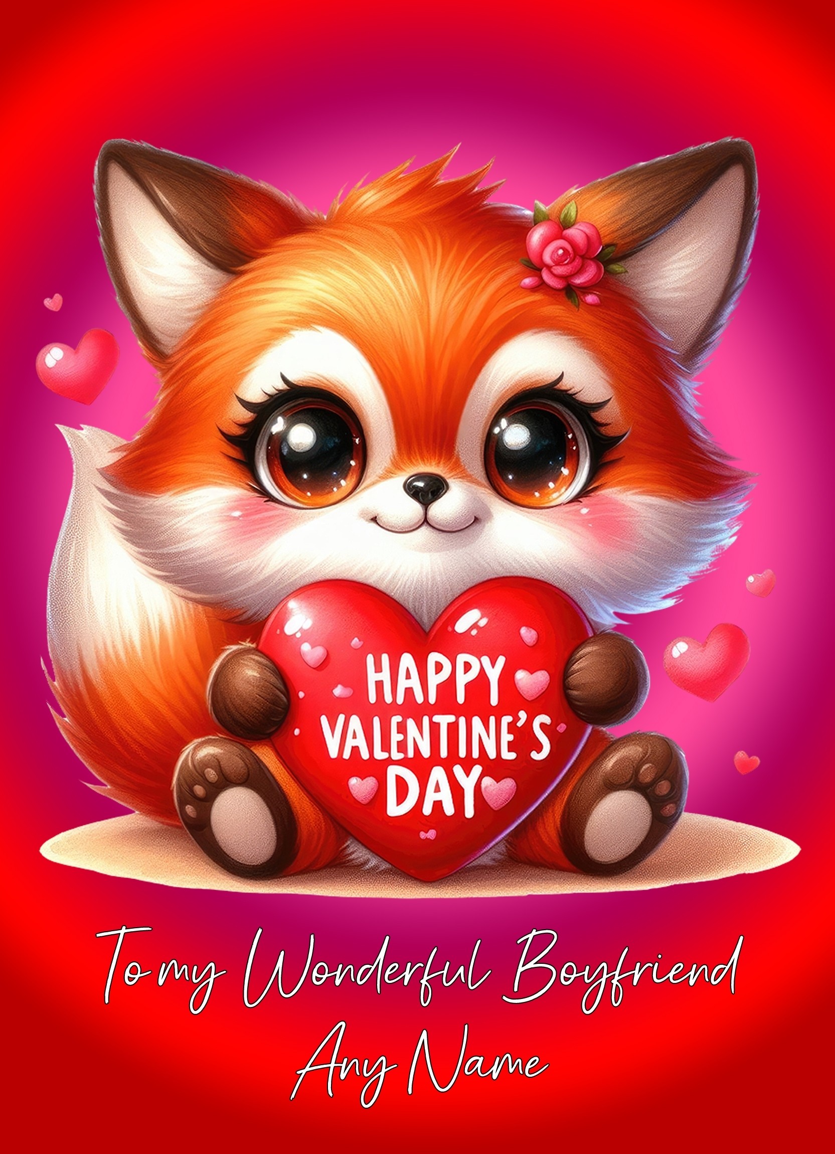Personalised Valentines Day Card for Boyfriend (Fox)