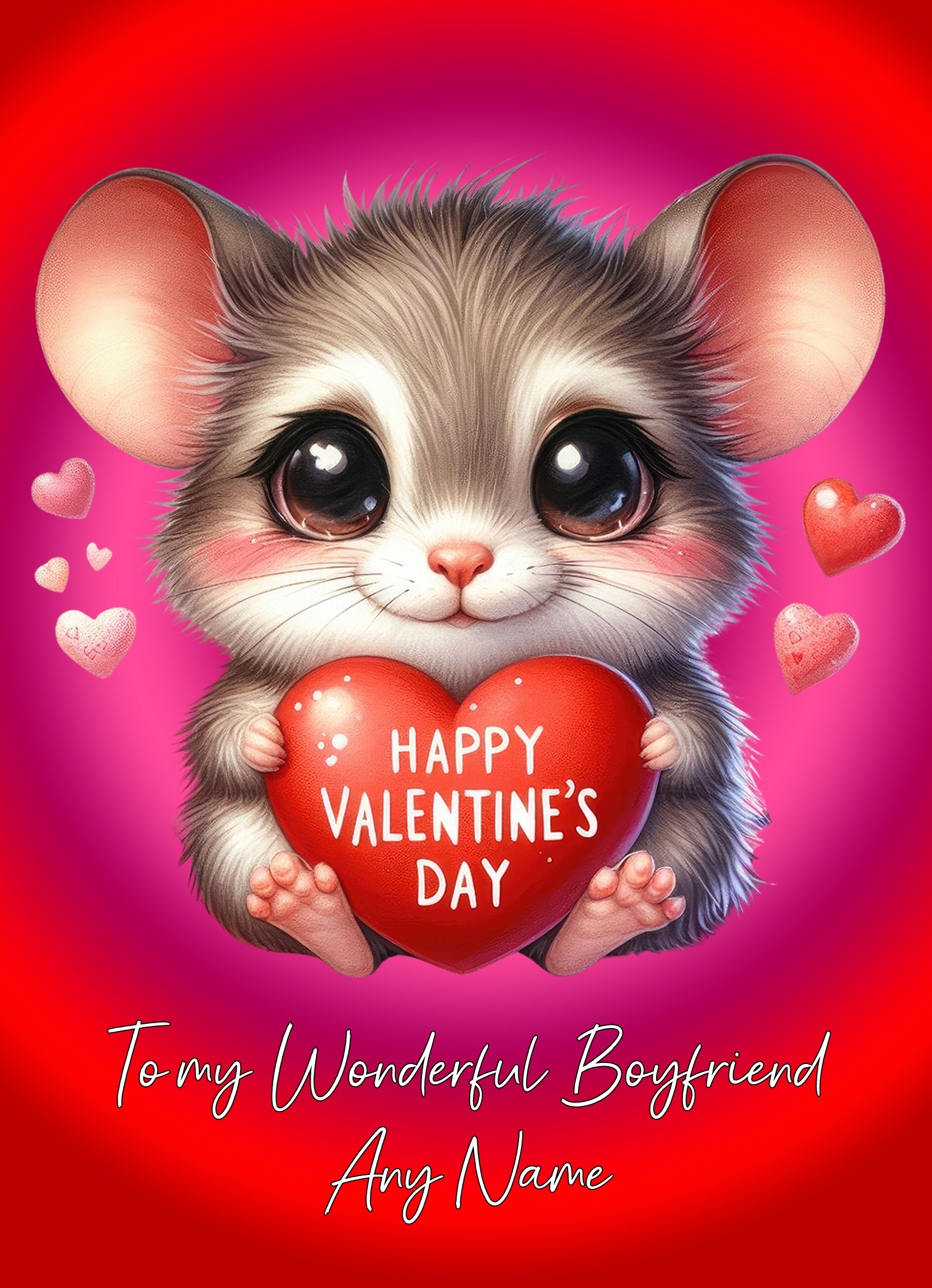 Personalised Valentines Day Card for Boyfriend (Mouse)