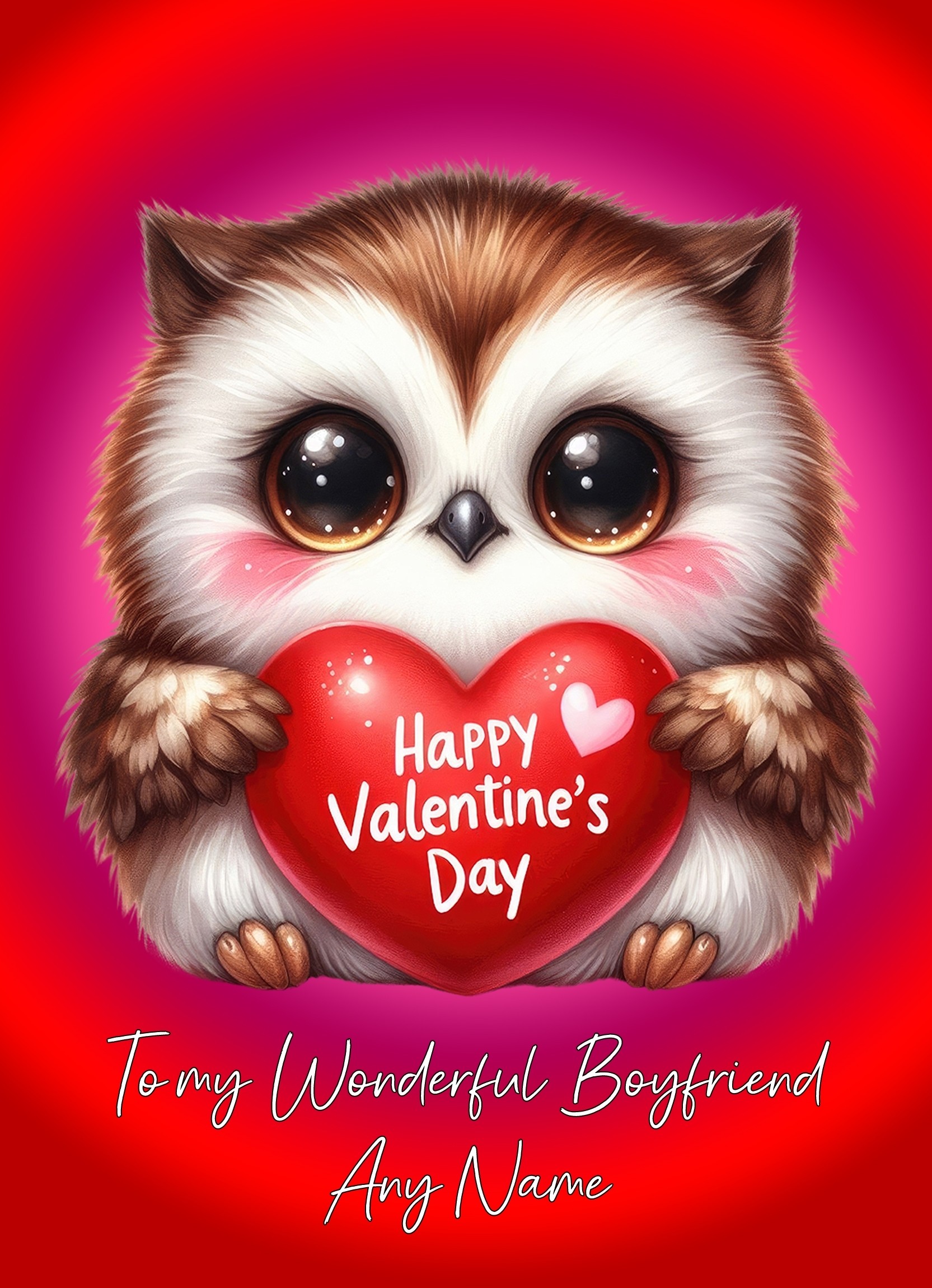 Personalised Valentines Day Card for Boyfriend (Owl)