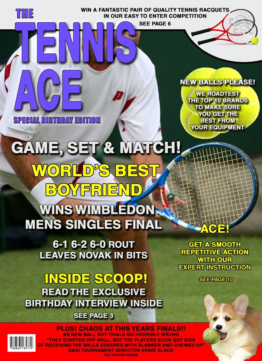 Tennis Boyfriend Birthday Card Magazine Spoof