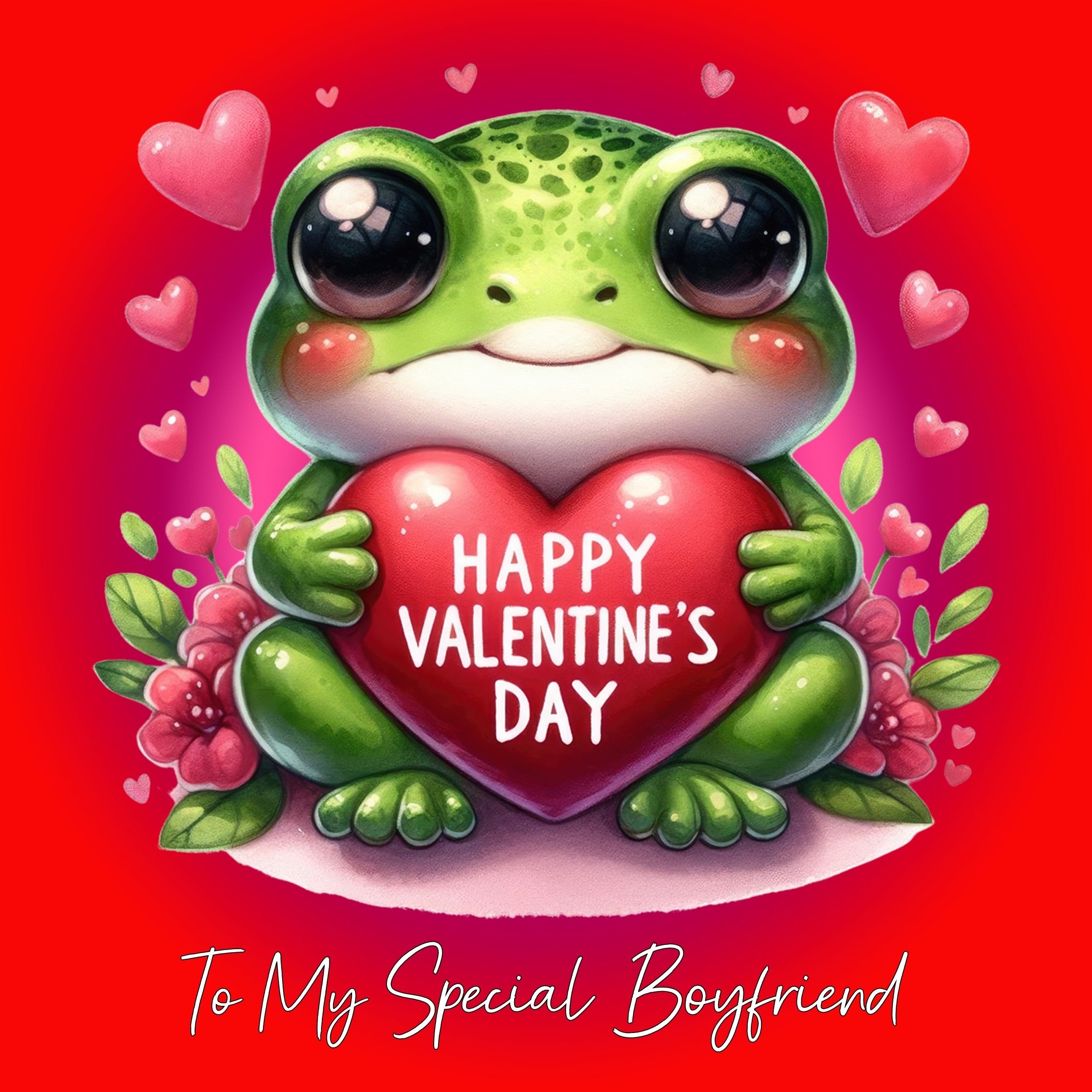 Valentines Day Square Card for Boyfriend (Frog)