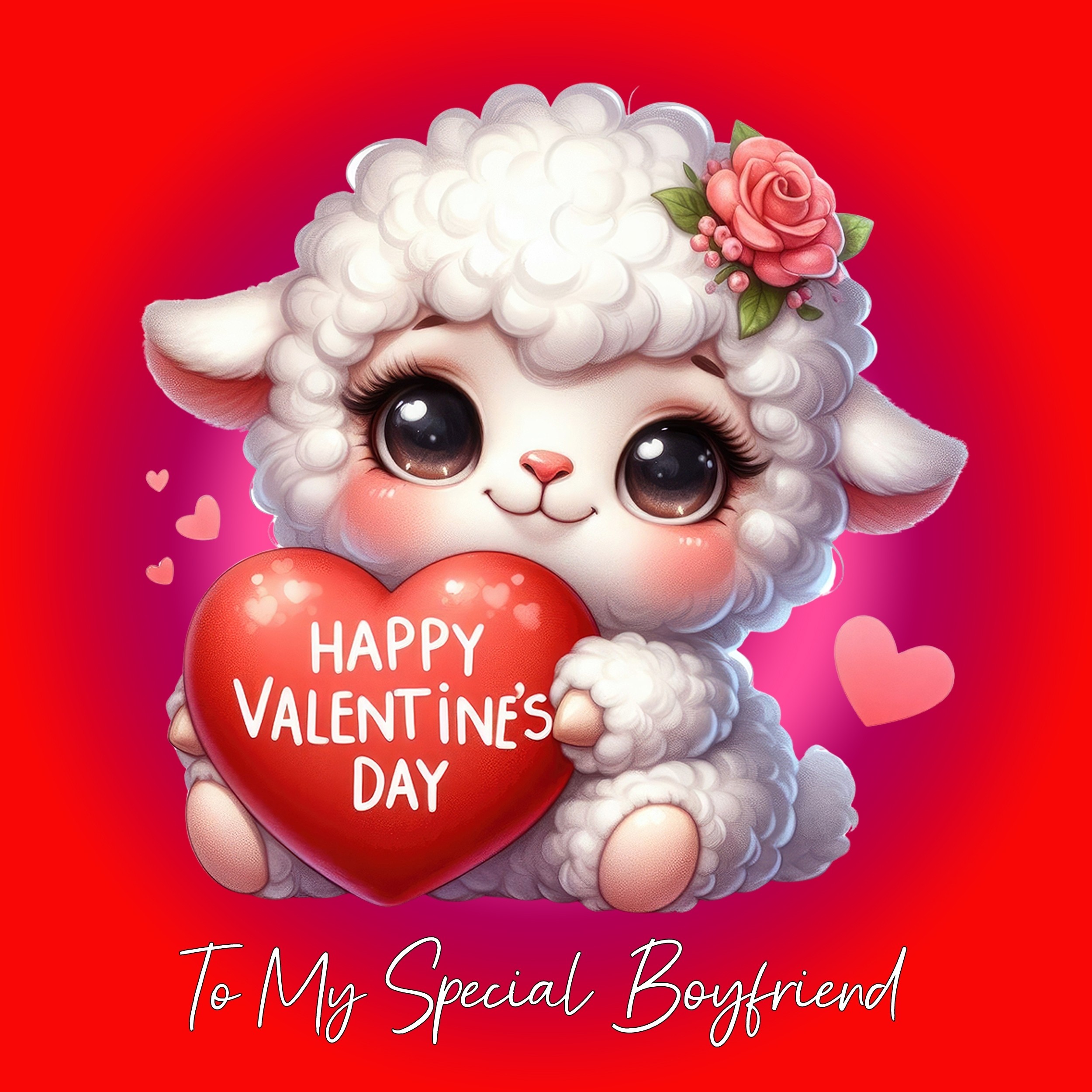 Valentines Day Square Card for Boyfriend (Sheep)