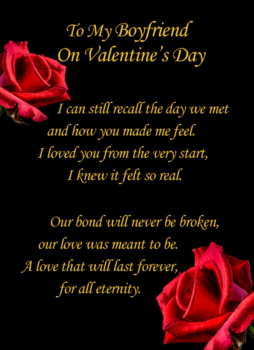 Valentines Day 'Boyfriend' Verse Poem Greeting Card