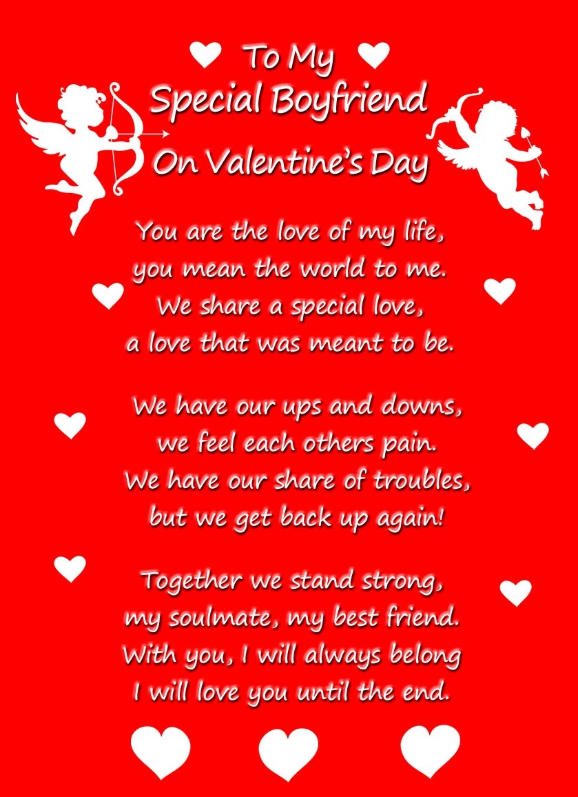 Valentines Day 'Special Boyfriend' Verse Poem Greeting Card
