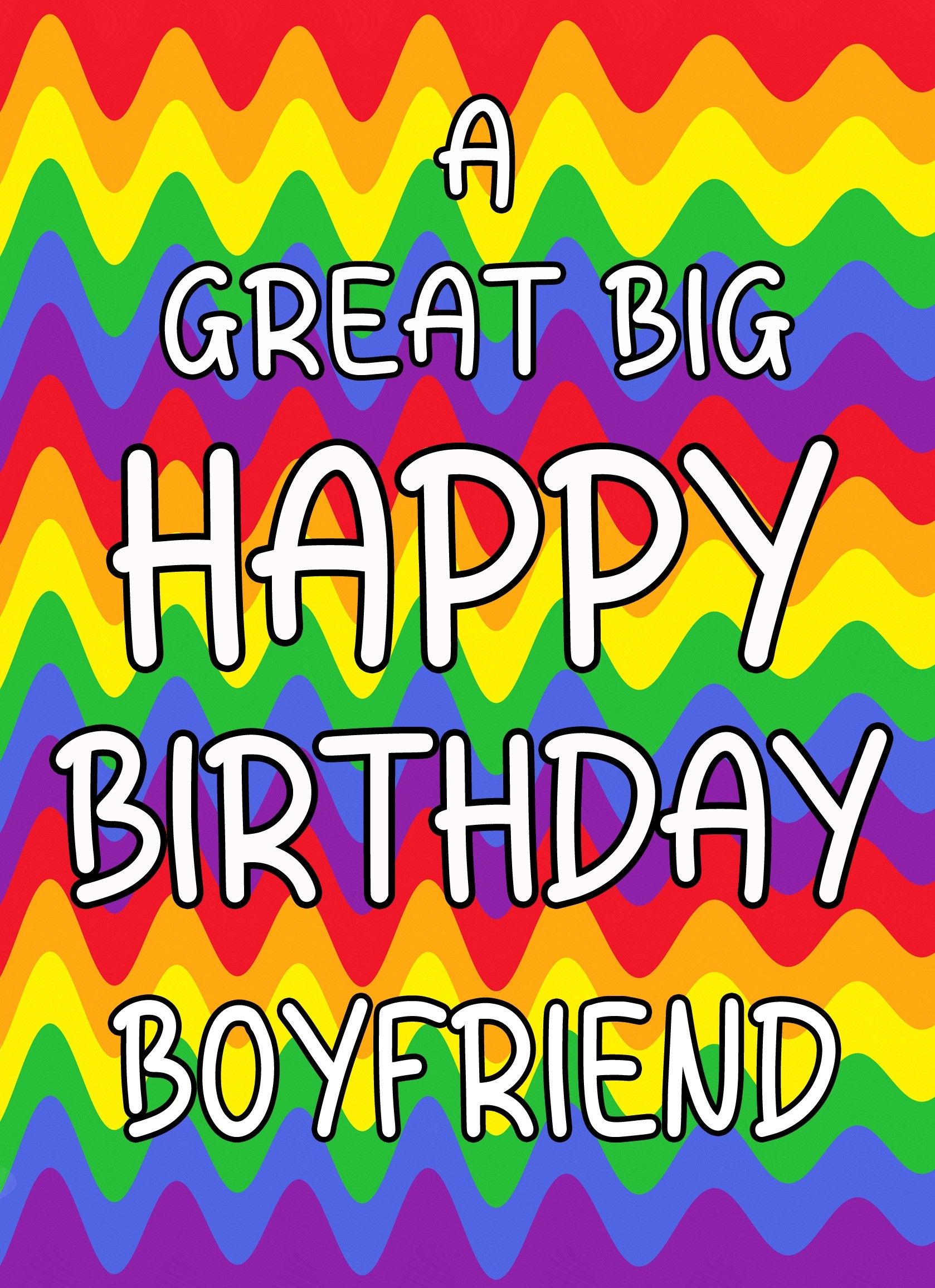 Happy Birthday 'Boyfriend' Greeting Card (Rainbow)