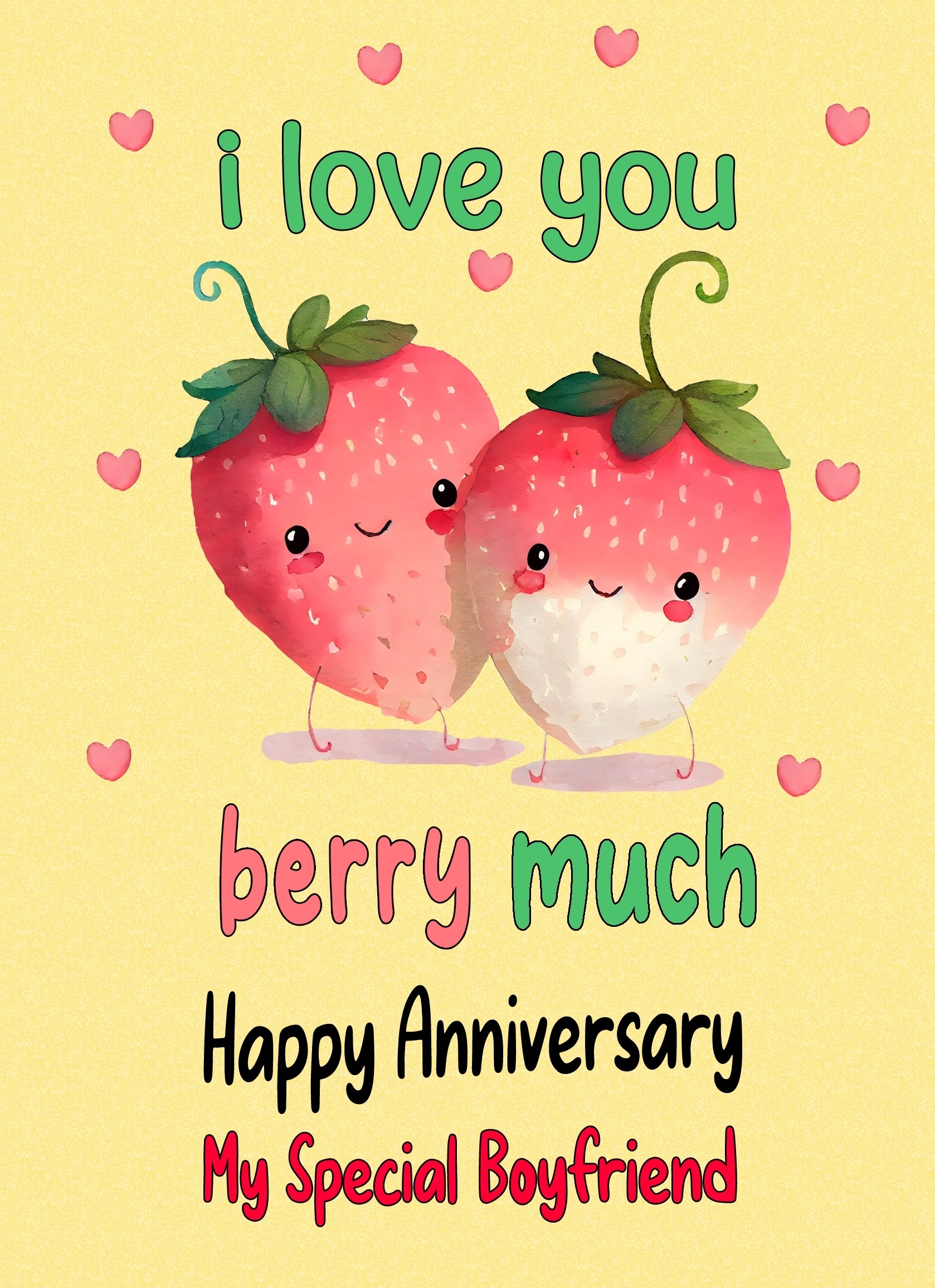 Funny Pun Romantic Anniversary Card for Boyfriend (Berry Much)