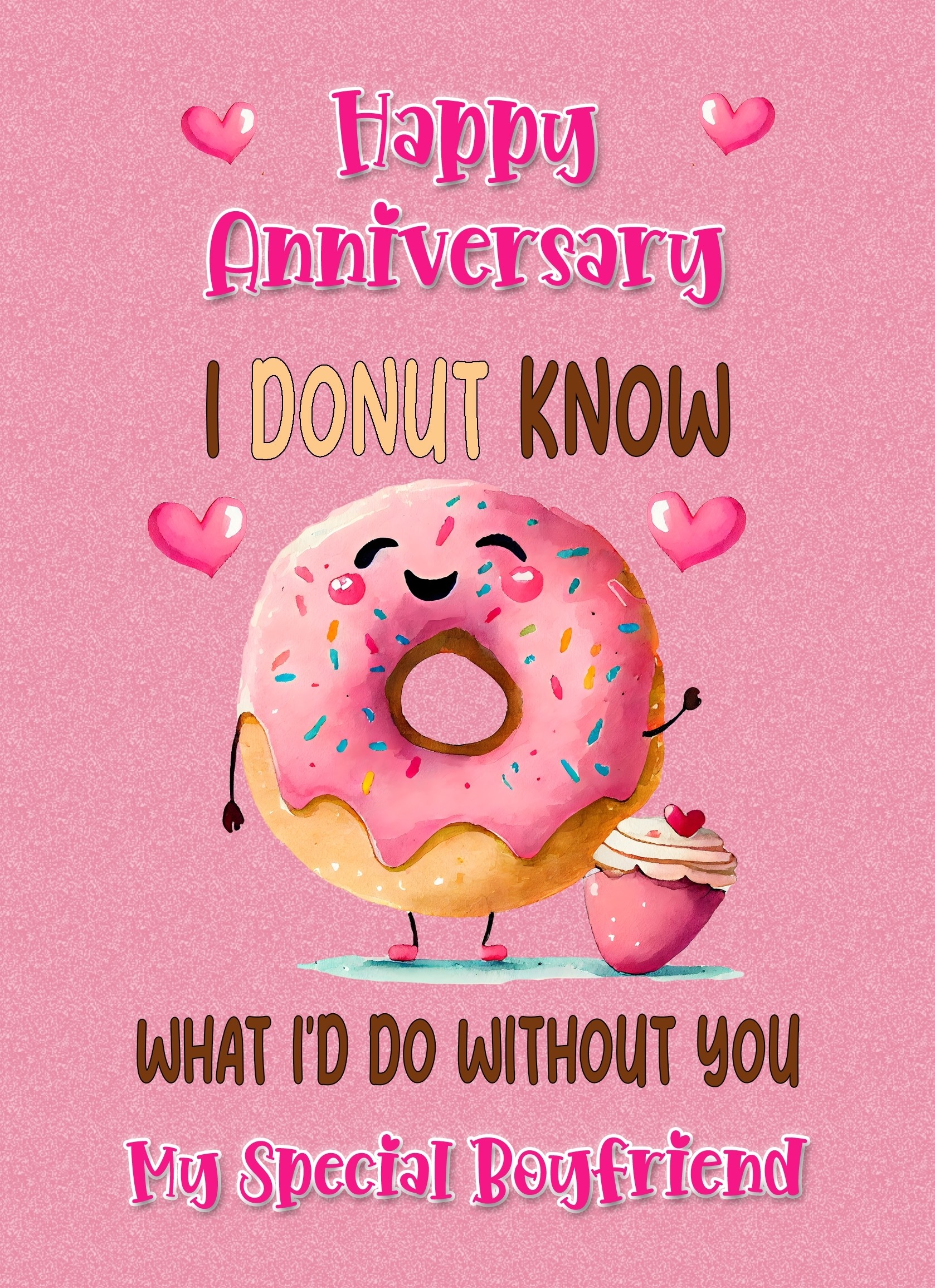 Funny Pun Romantic Anniversary Card for Boyfriend (Donut Know)