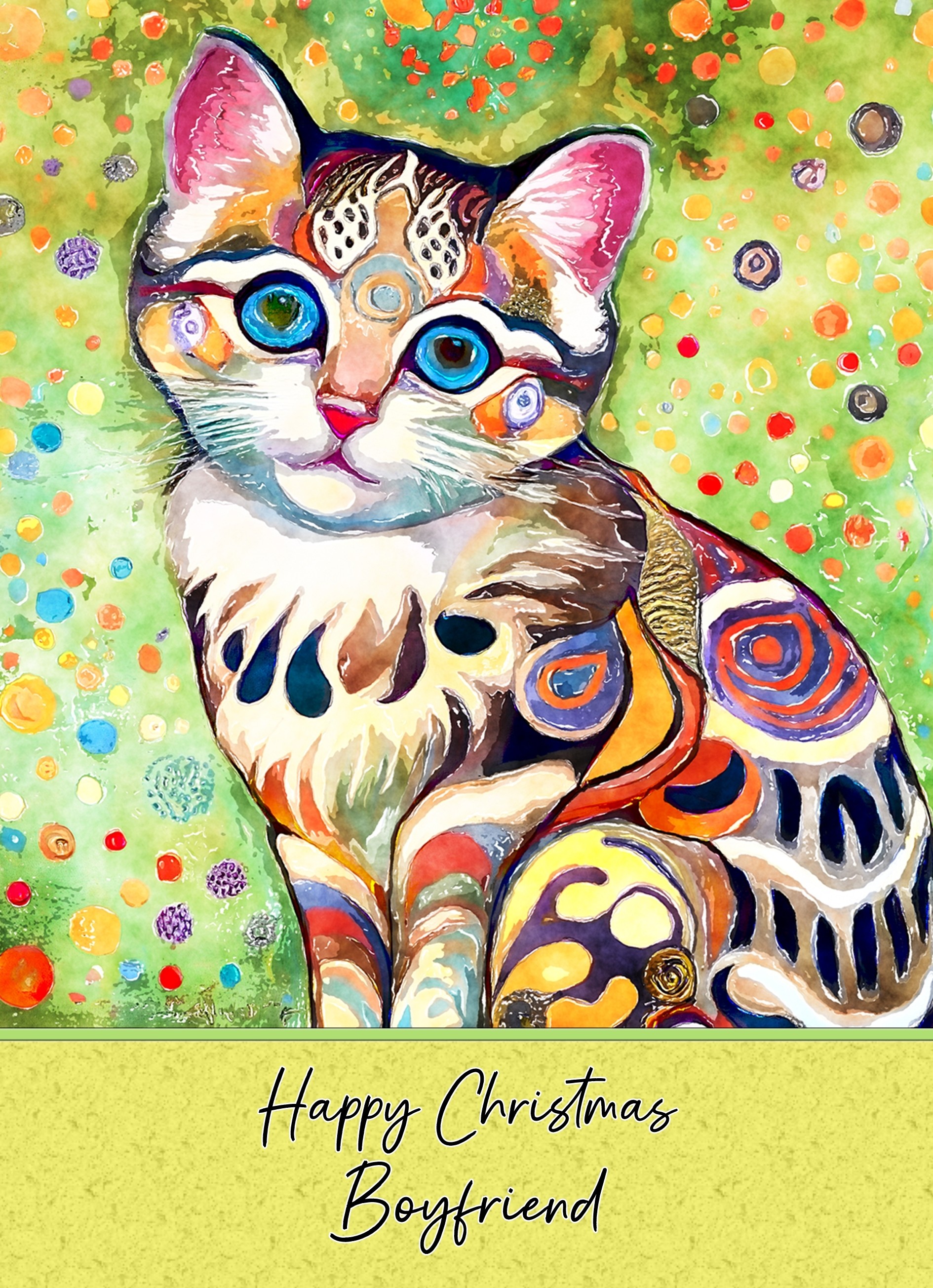 Christmas Card For Boyfriend (Cat Art Painting)