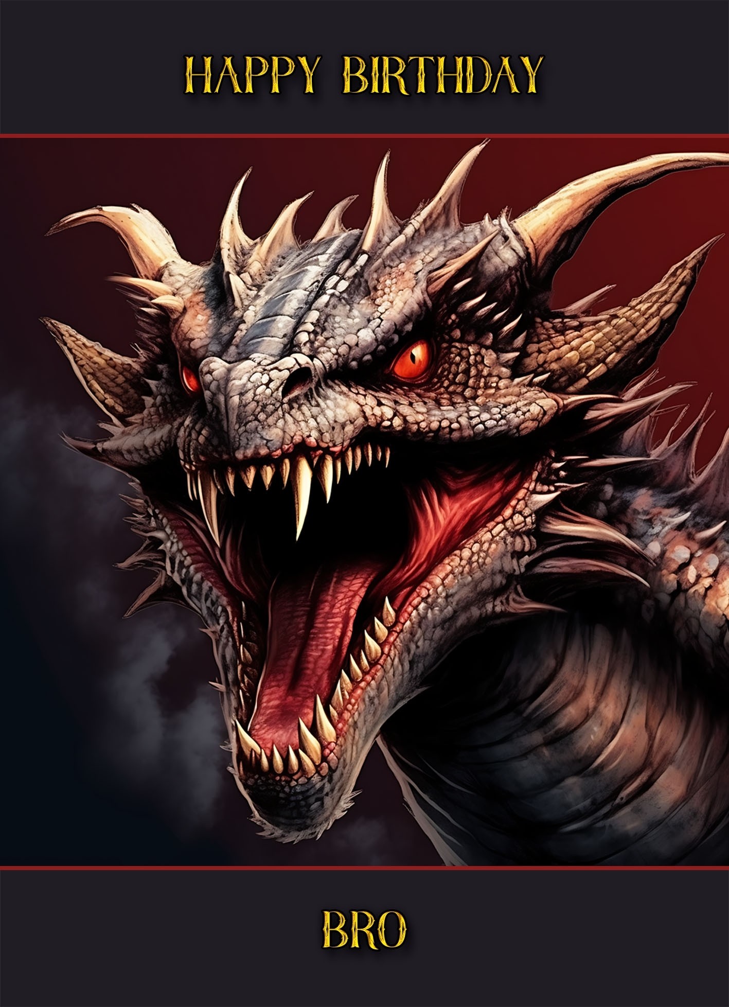 Gothic Fantasy Dragon Birthday Card For Bro (Design 2)