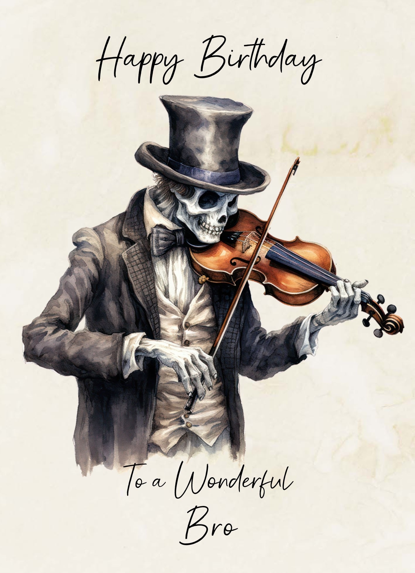 Victorian Musical Skeleton Birthday Card For Bro (Design 3)