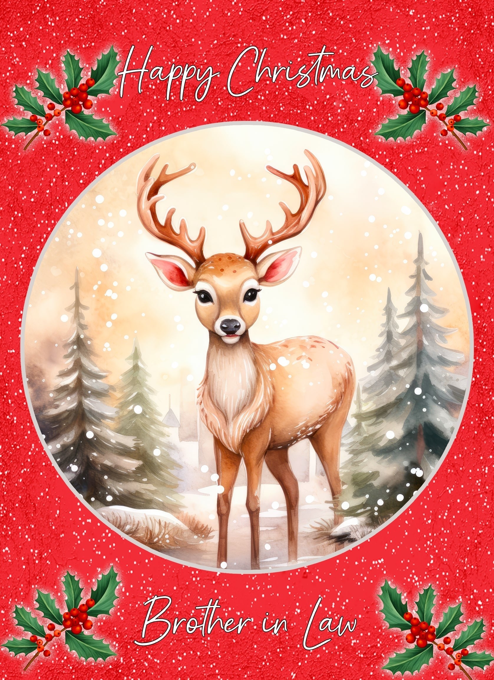 Christmas Card For Brother in Law (Globe, Deer)