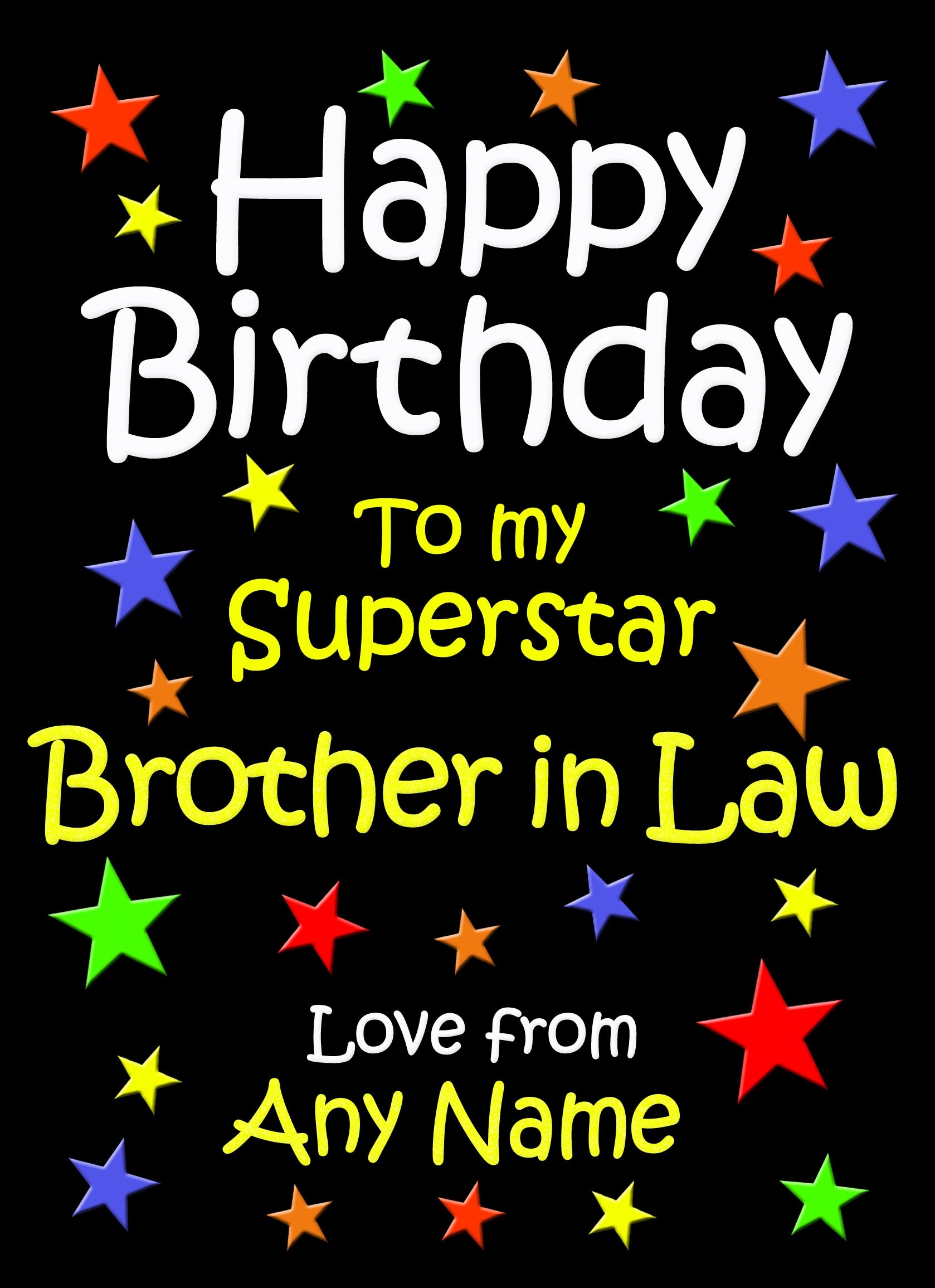 Personalised Brother in Law Birthday Card (Black)