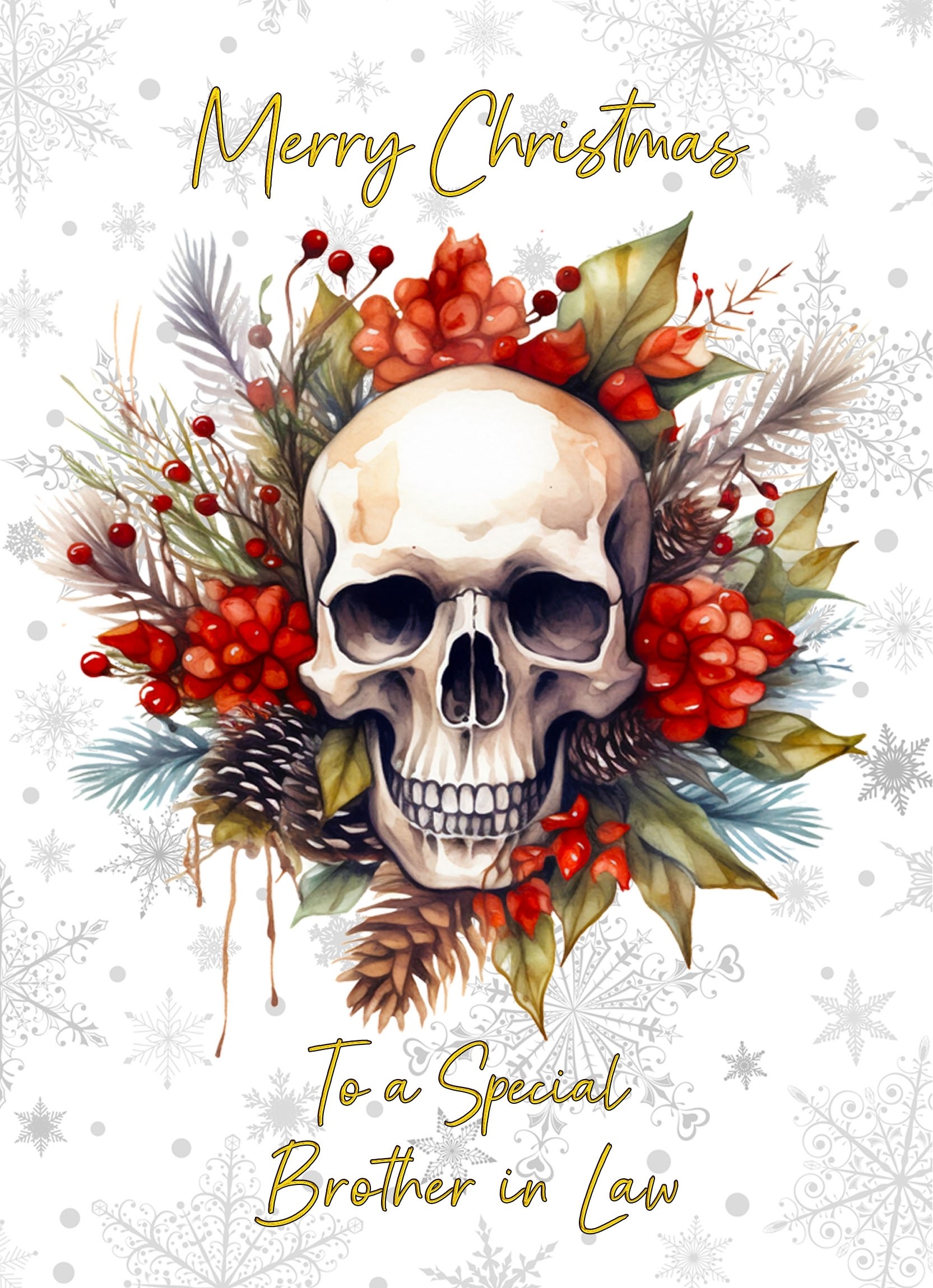 Christmas Card For Brother in Law (Gothic Fantasy Skull Wreath)