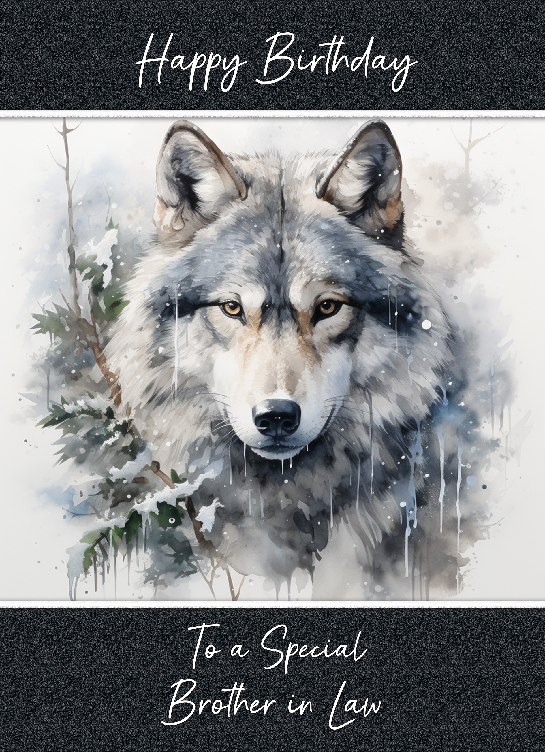 Birthday Card For Brother in Law (Fantasy Wolf Art, Design 2)