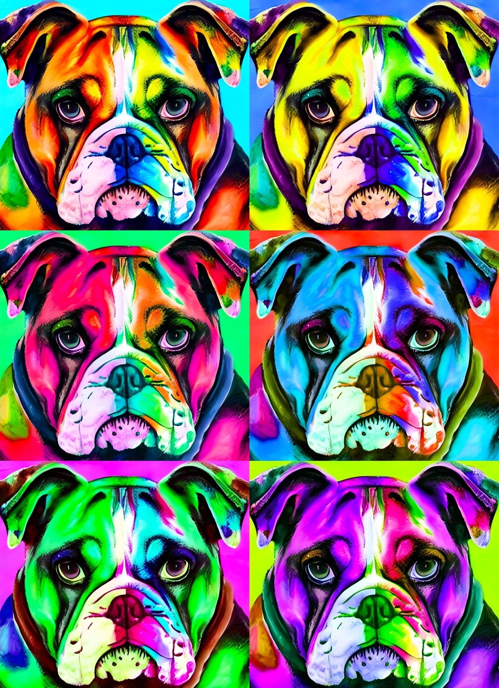 Bulldog Colourful Pop Art Blank Greeting Card