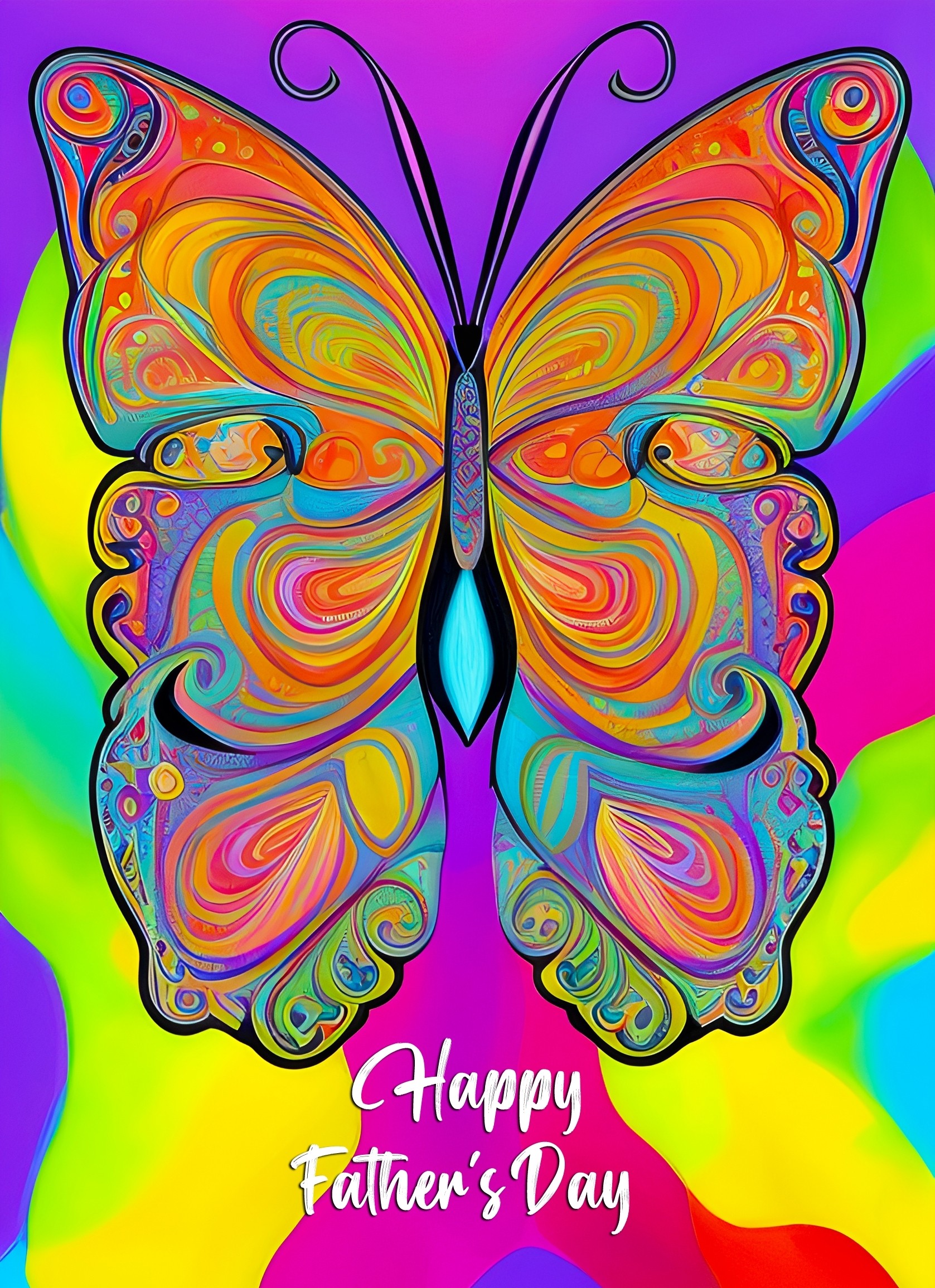Butterfly Animal Colourful Abstract Art Fathers Day Card