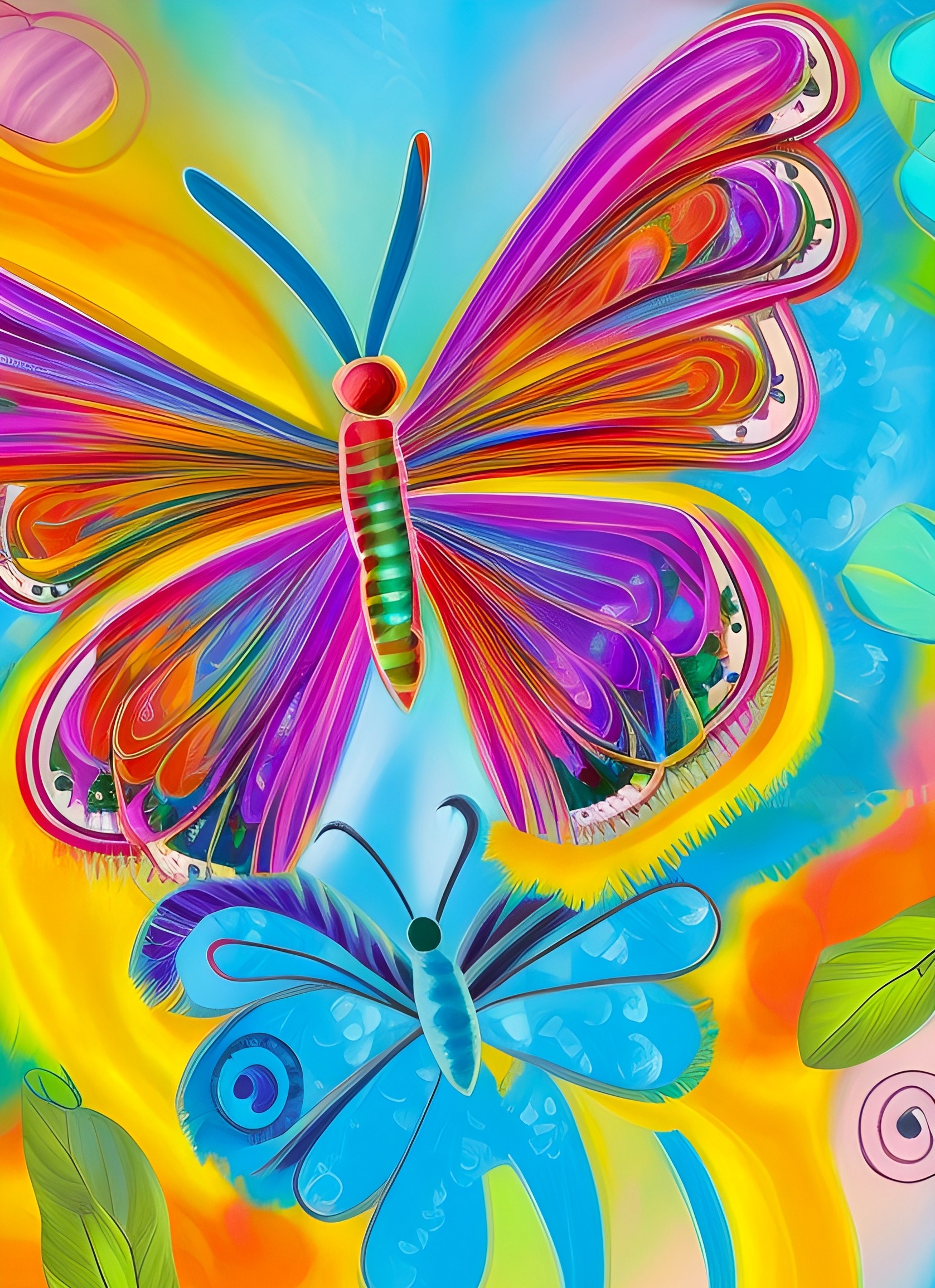 Butterfly Animal Colourful Abstract Art Blank Greeting Card