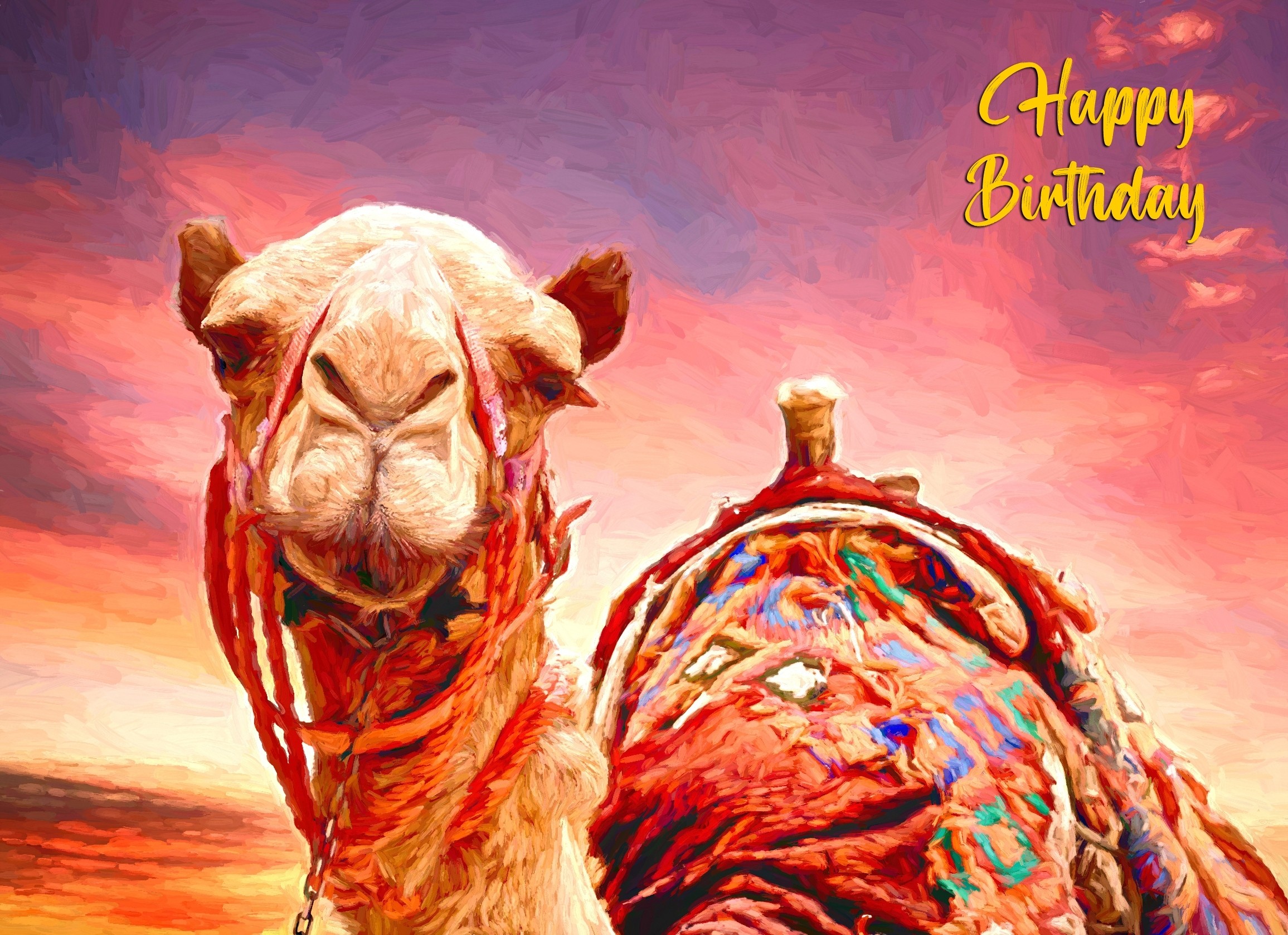 Camel Art Birthday Card