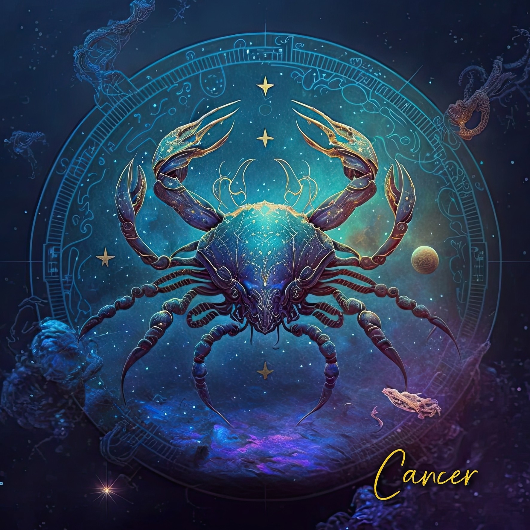 Fantasy Horoscope Square Greeting Card (Cancer)