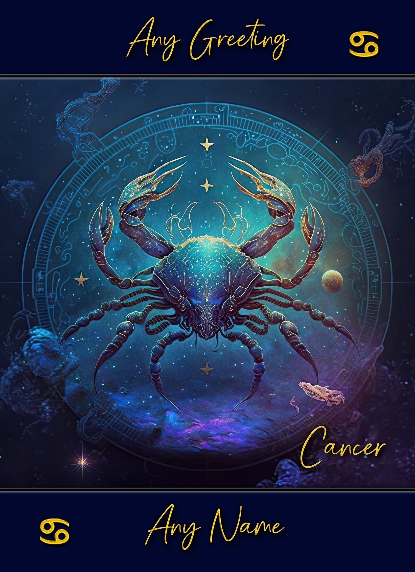 Personalised Fantasy Horoscope Greeting Card (Cancer)