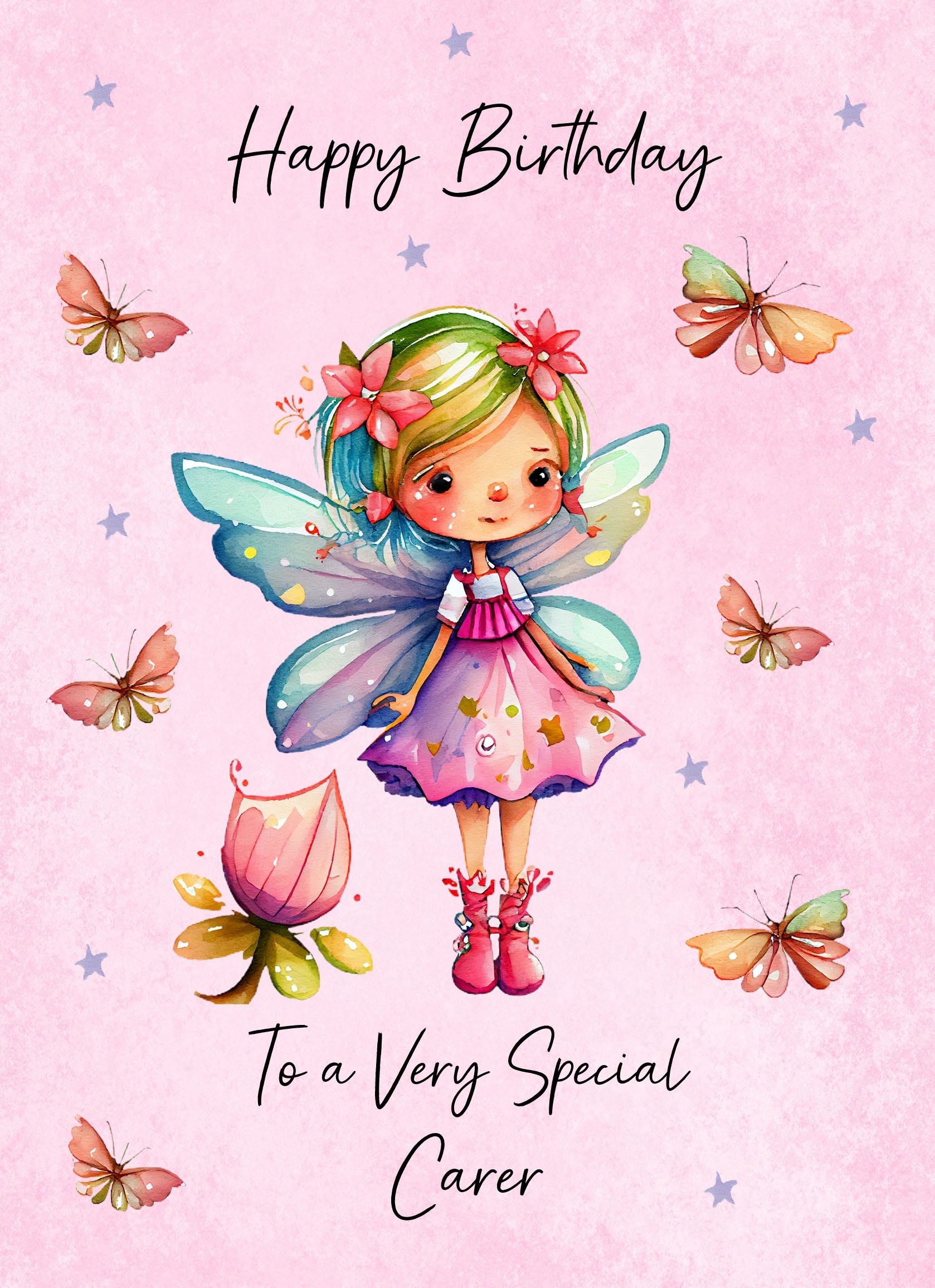 Fairy Art Birthday Card For Carer