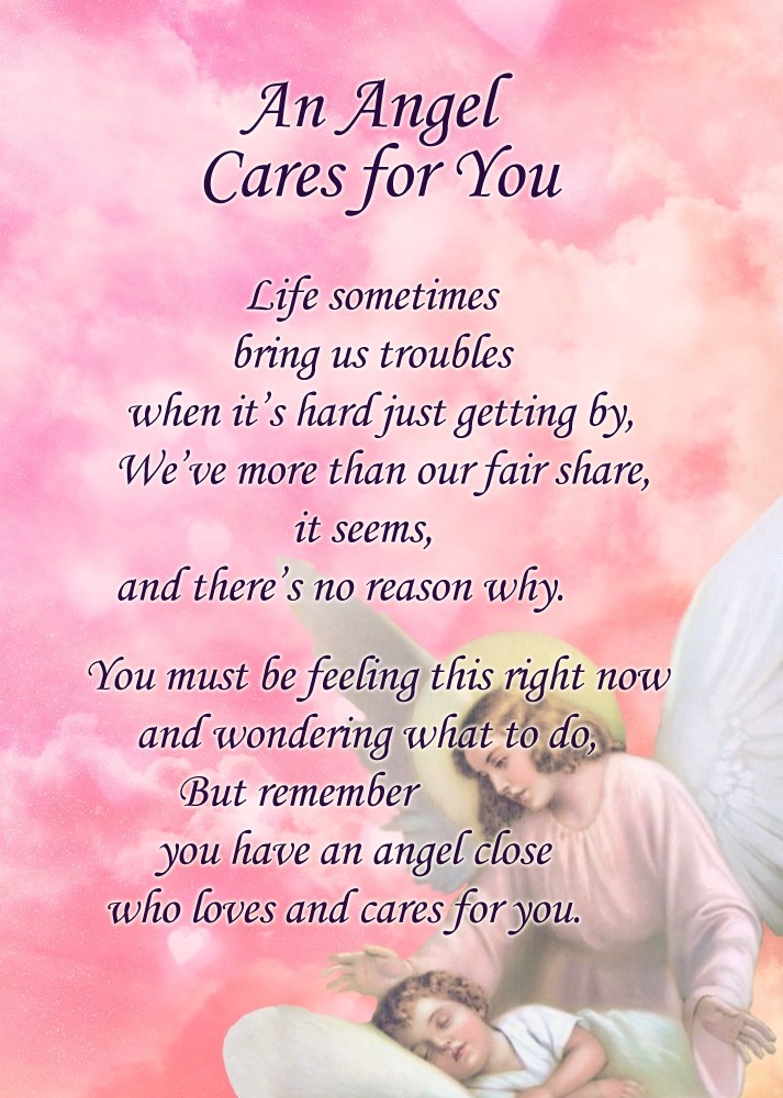 An Angel Cares for You Poem Verse Greeting Card