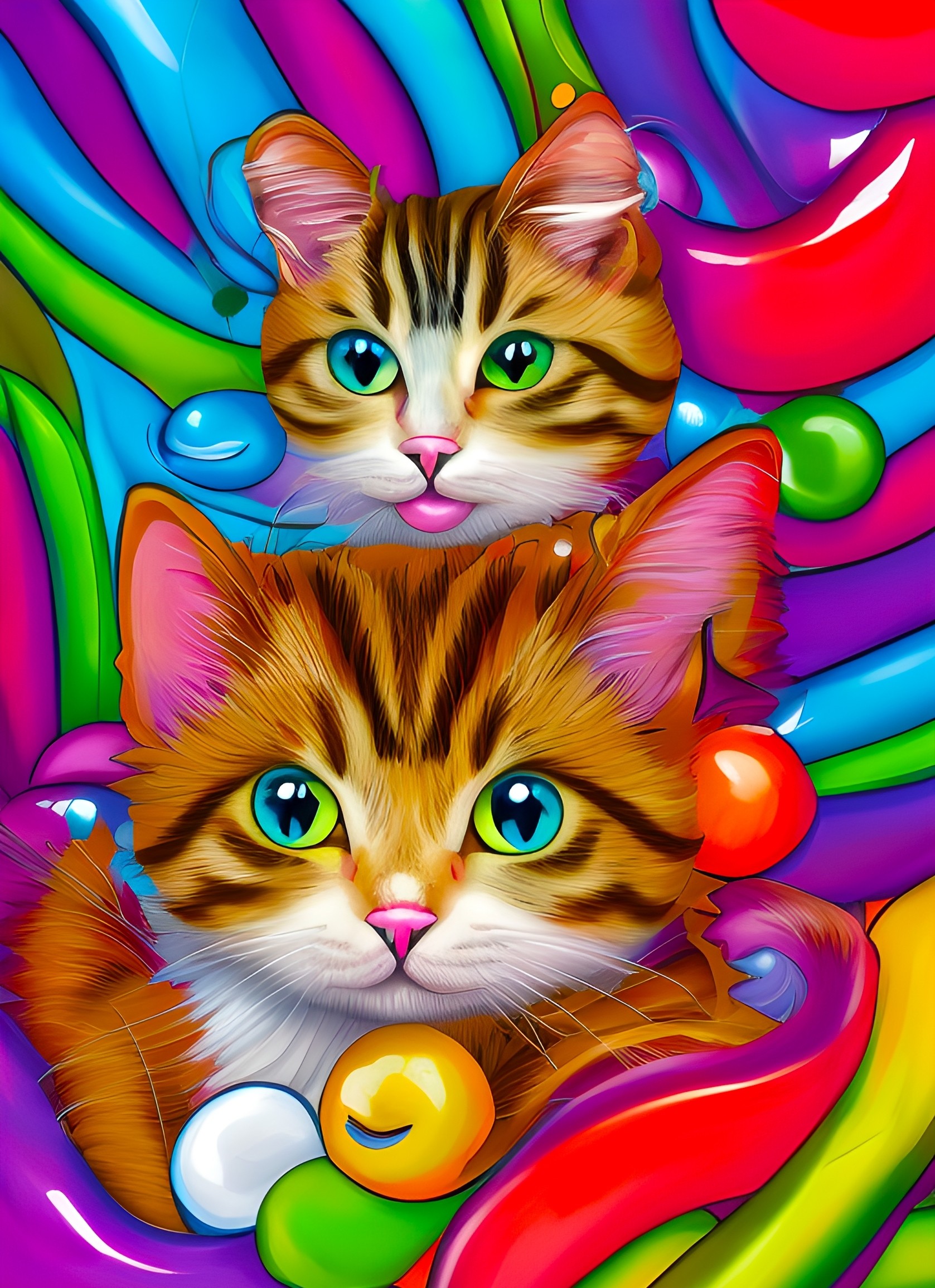 Cat Colourful Art Blank Greeting Card