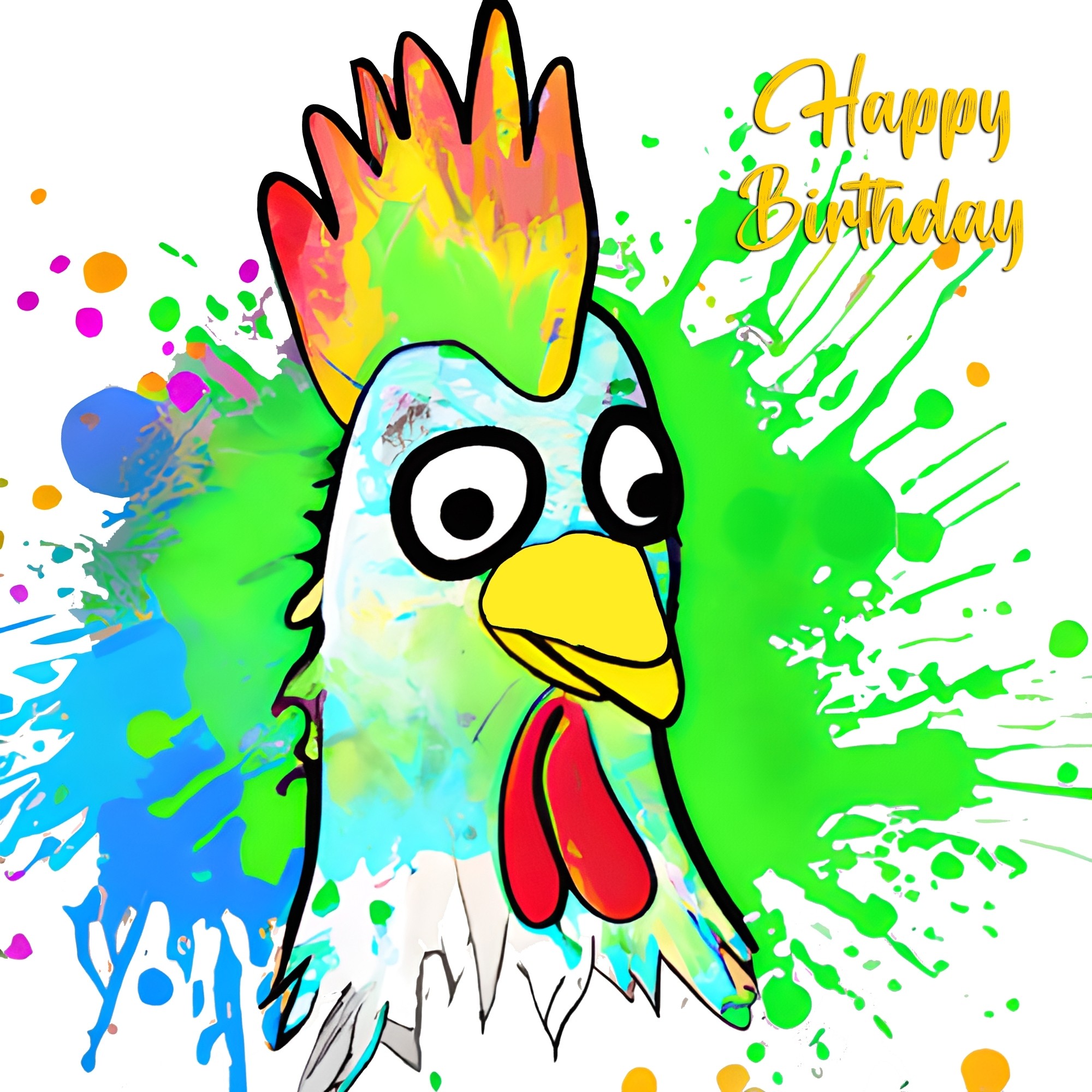 Chicken Splash Art Cartoon Square Birthday Card