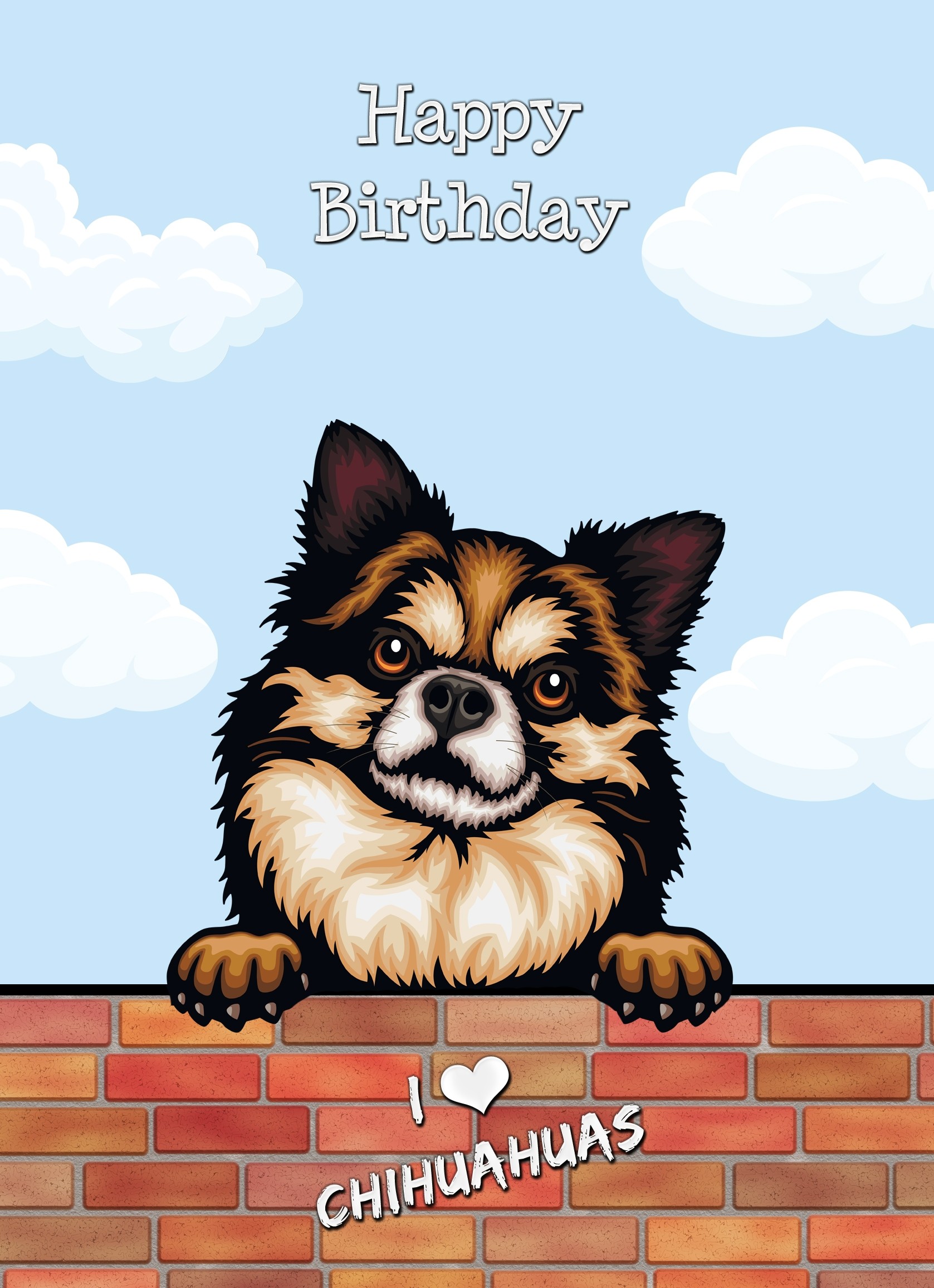 Chihuahua Dog Birthday Card (Art, Clouds)