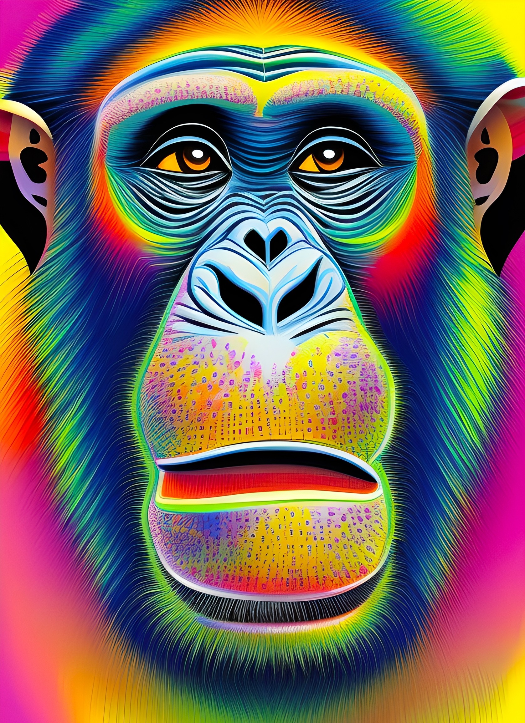 Chimpanzee Animal Colourful Abstract Art Blank Greeting Card
