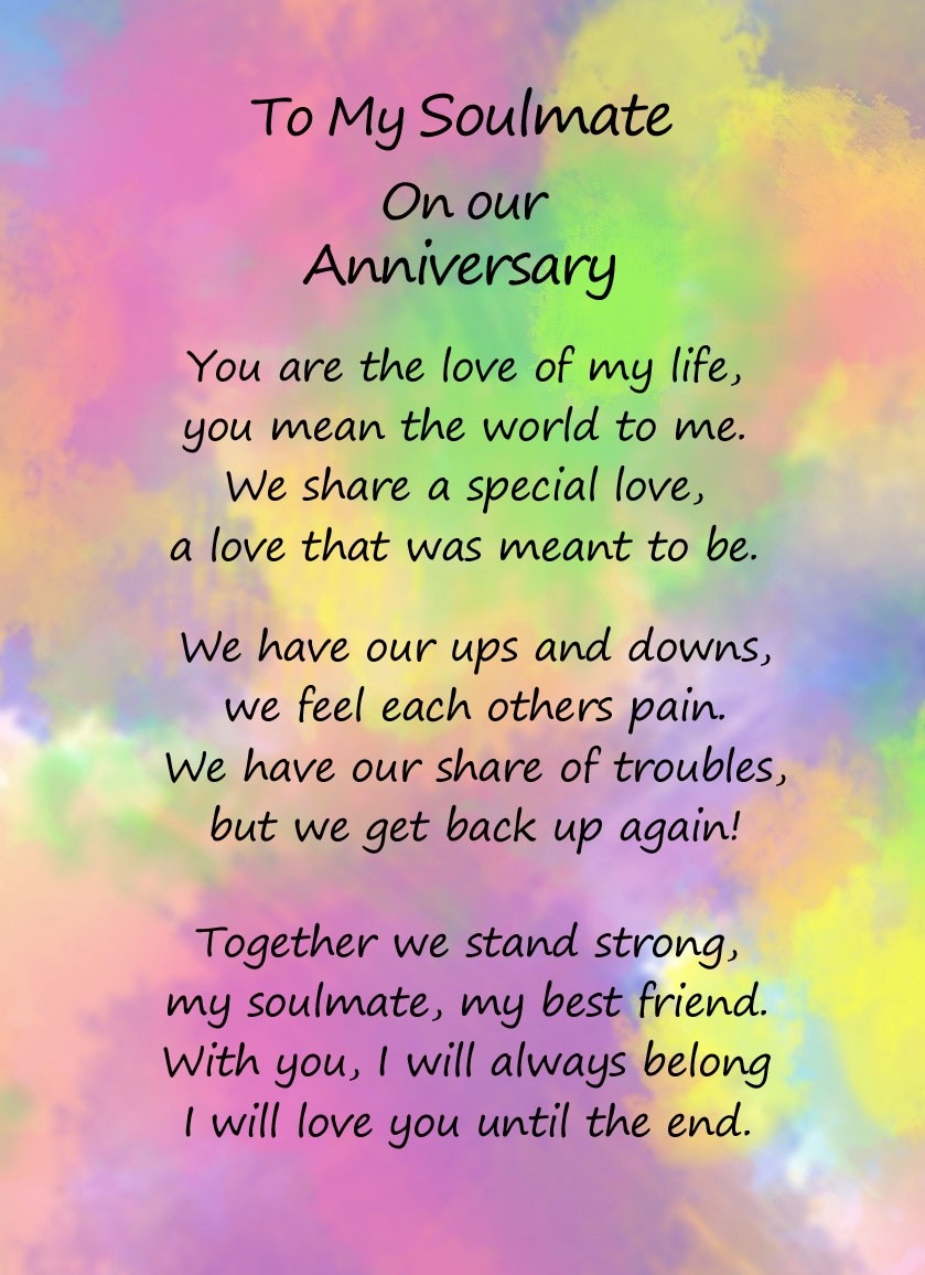 Romantic Anniversary Verse Poem Card (Soulmate)