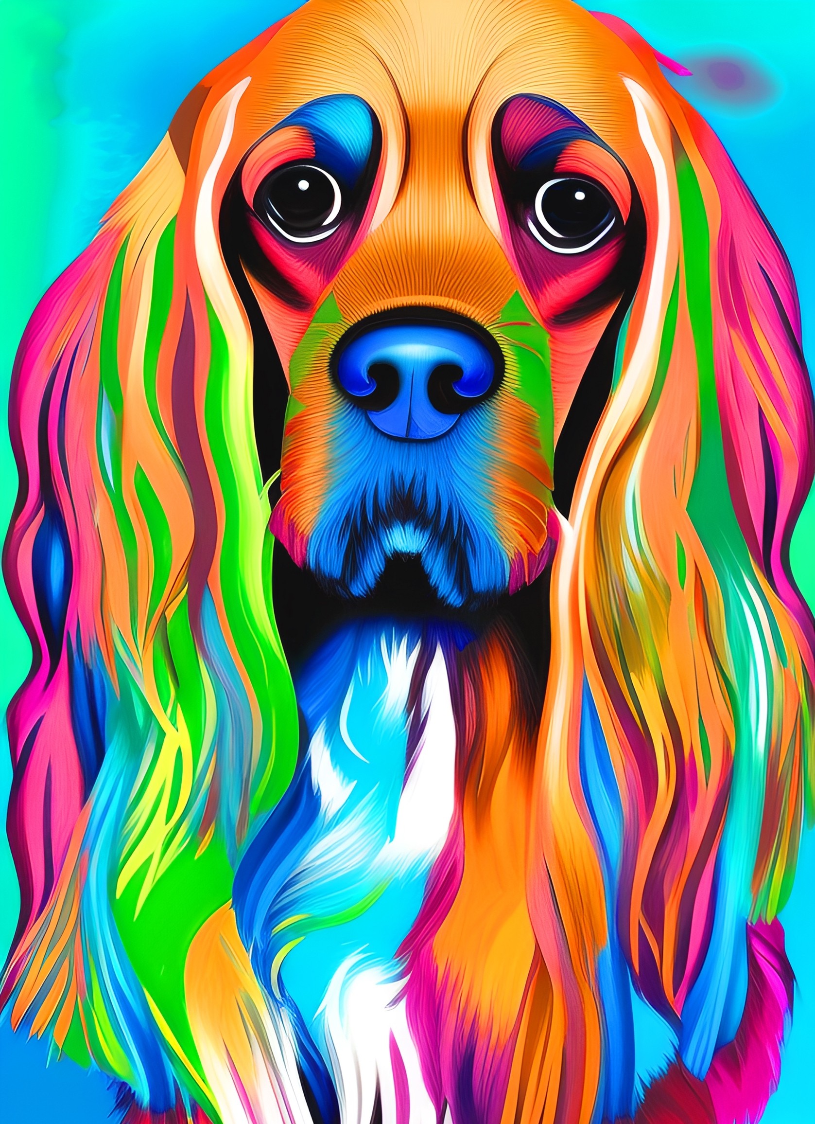 Cocker Spaniel Dog Colourful Abstract Art Blank Greeting Card