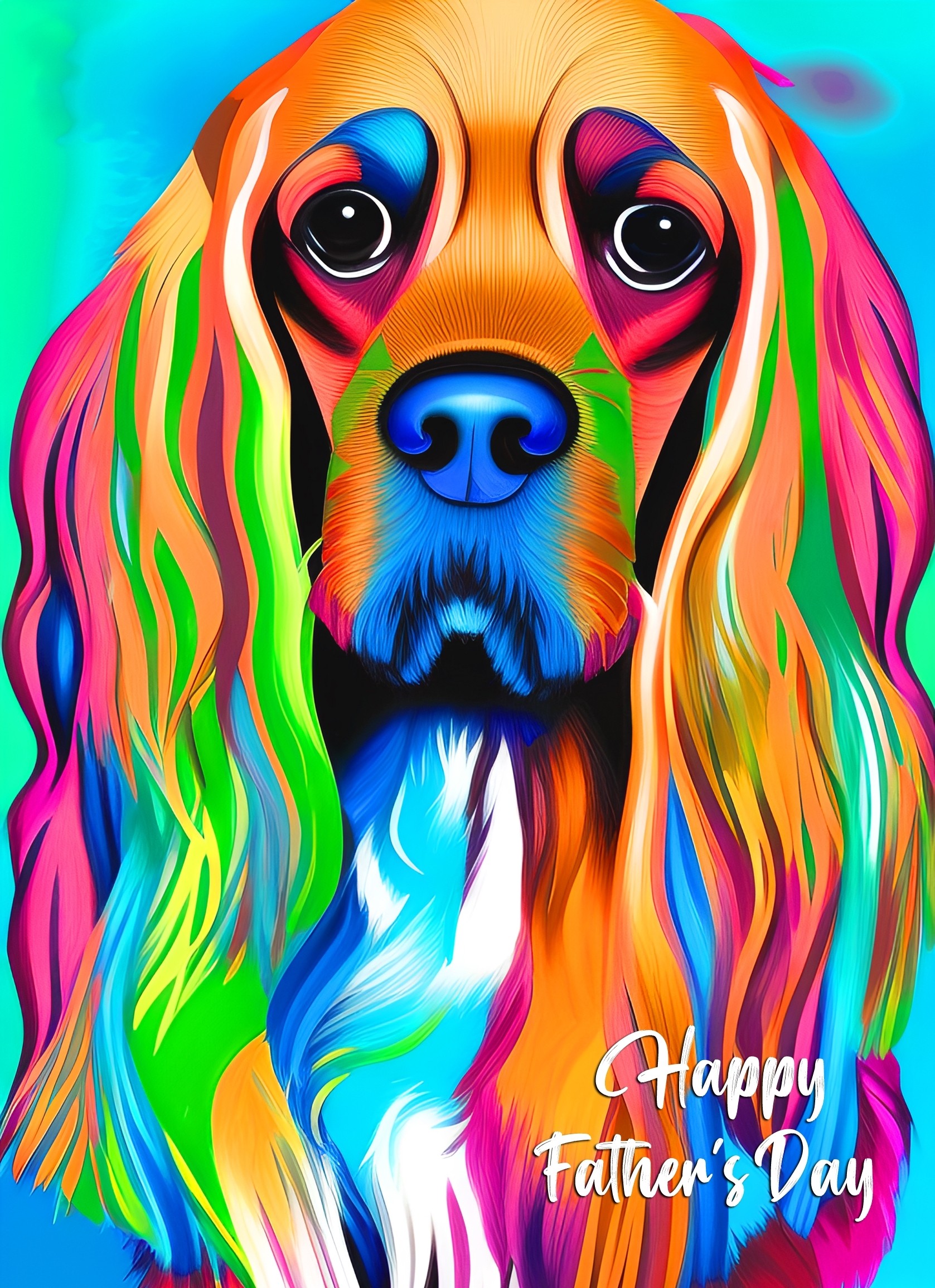 Cocker Spaniel Dog Colourful Abstract Art Fathers Day Card