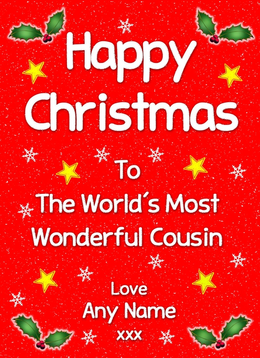 Personalised 'Cousin' Christmas Greeting Card