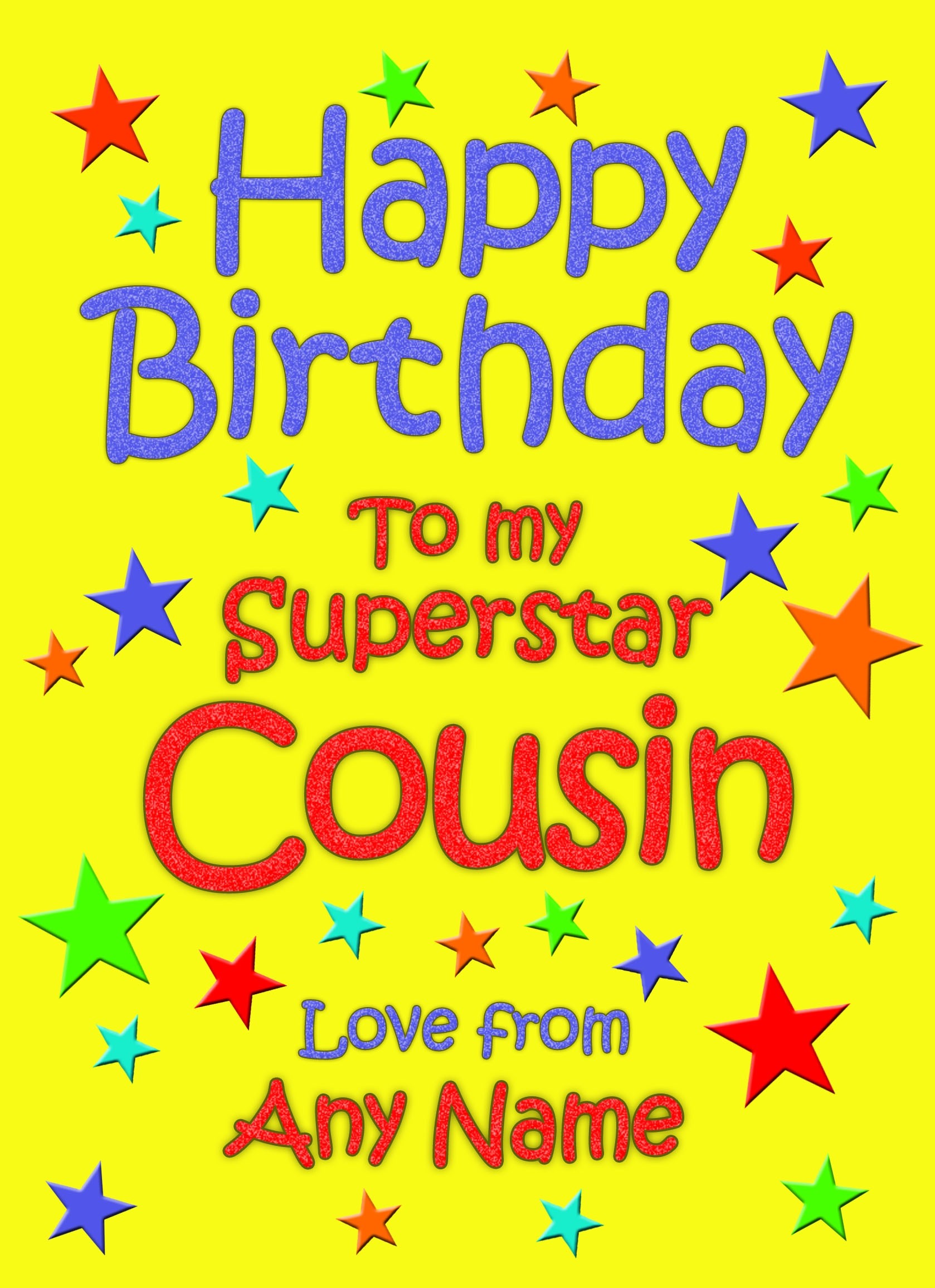 Personalised Cousin Birthday Card (Yellow)