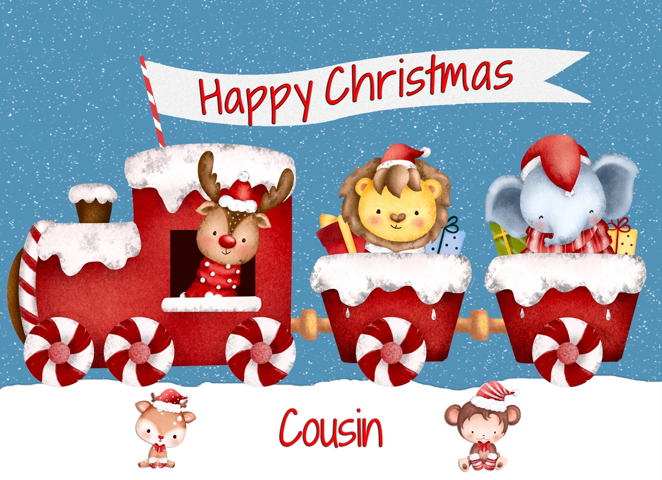 Christmas Card For Cousin (Happy Christmas, Train)