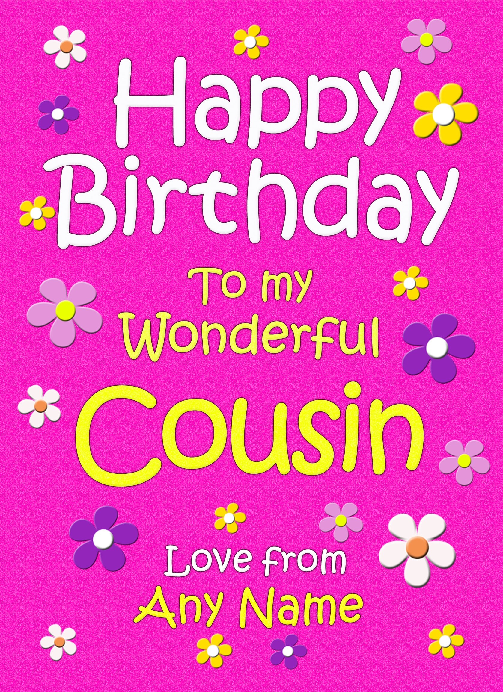 Personalised Cousin Birthday Card (Cerise)