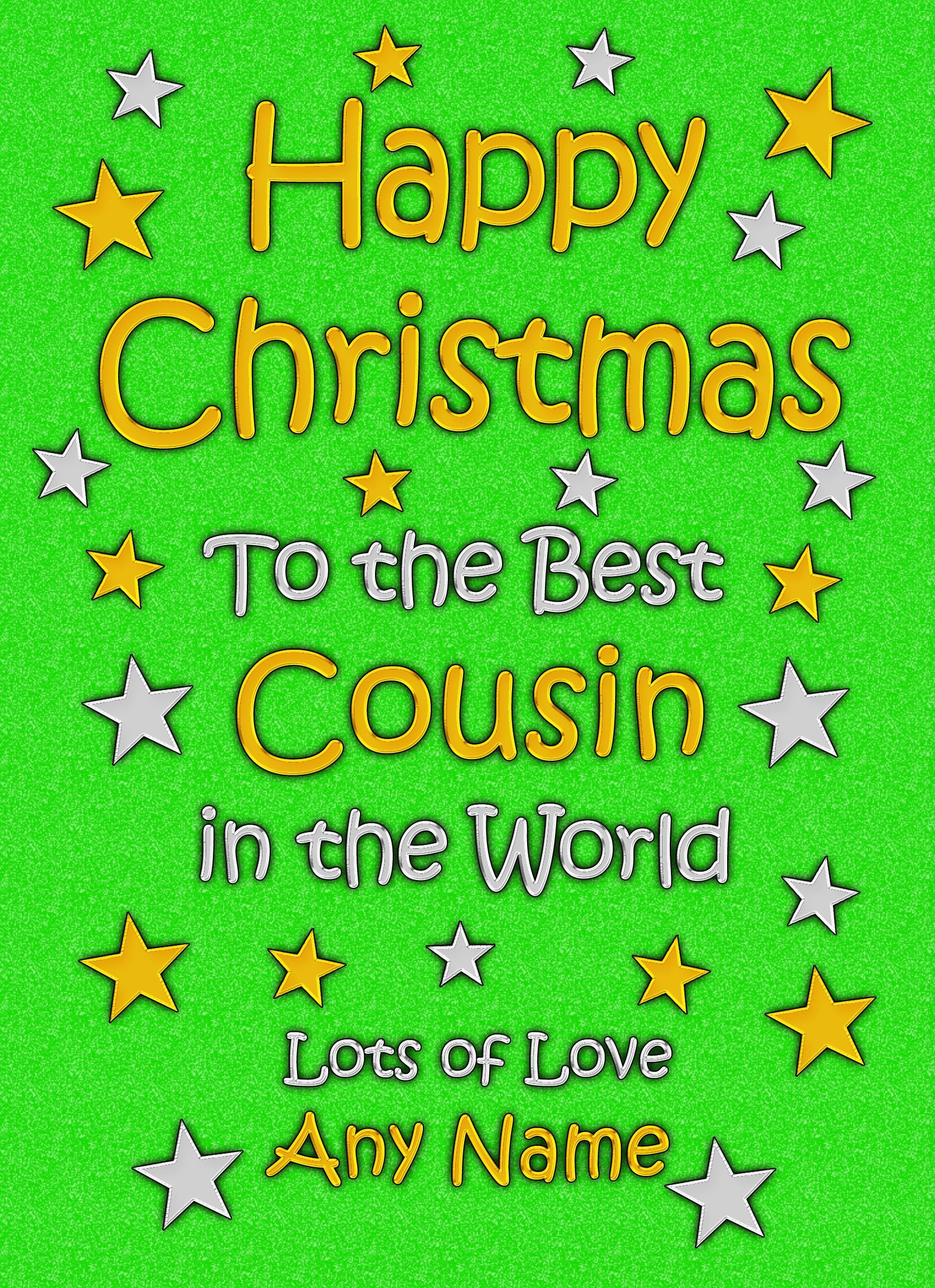 Personalised Cousin Christmas Card (Green)