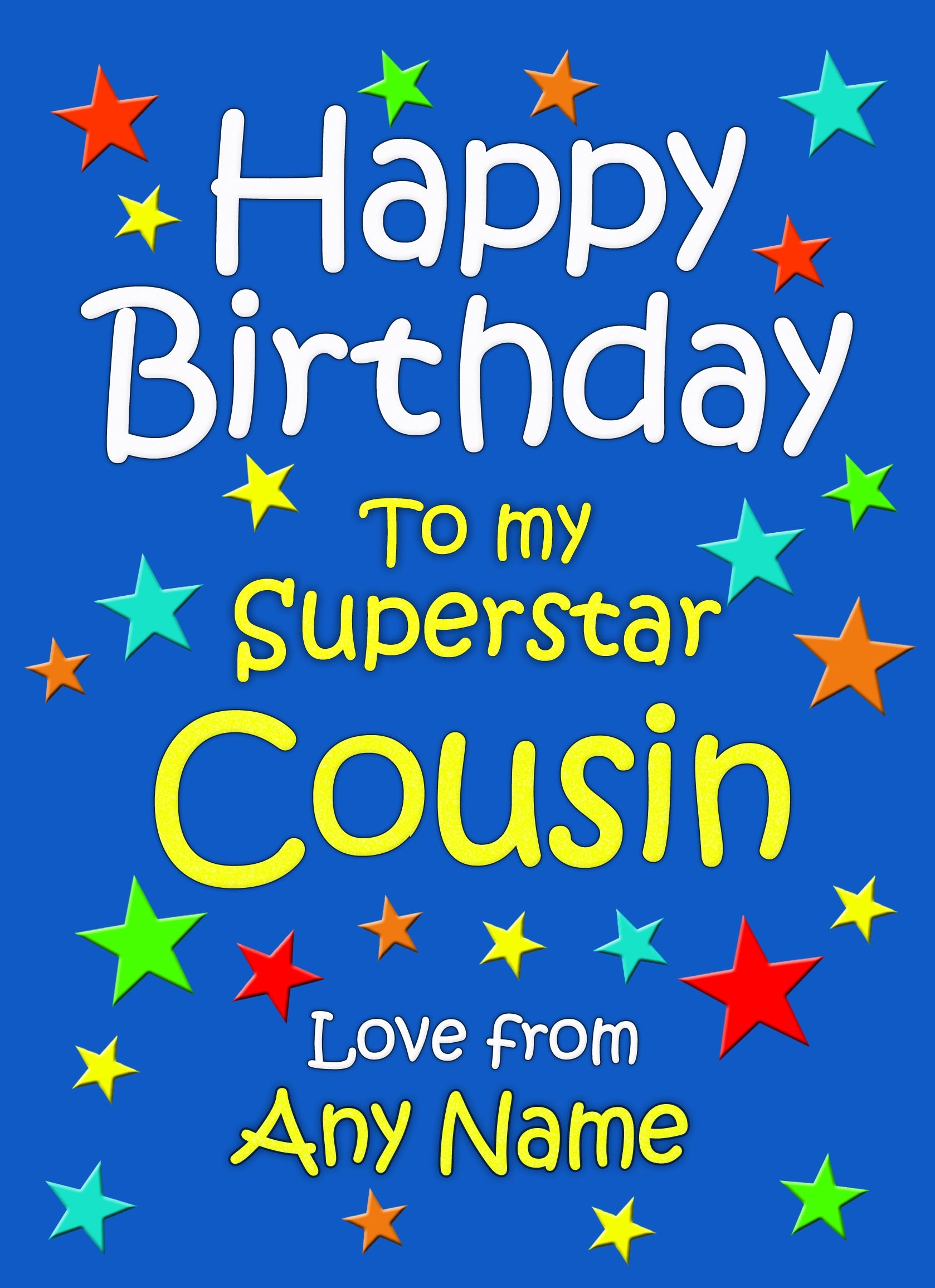 Personalised Cousin Birthday Card (Blue)