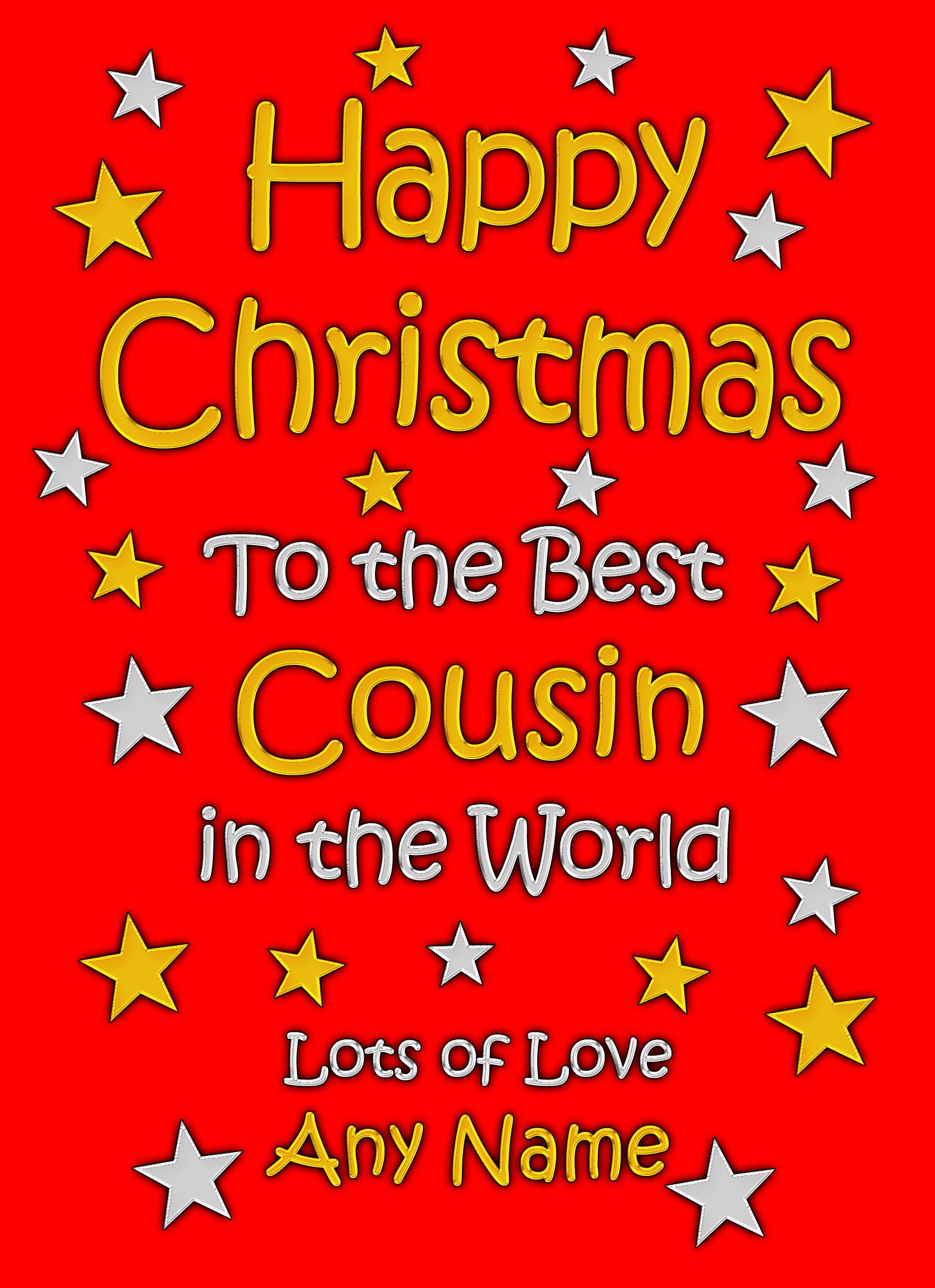 Personalised Cousin Christmas Card (Red)