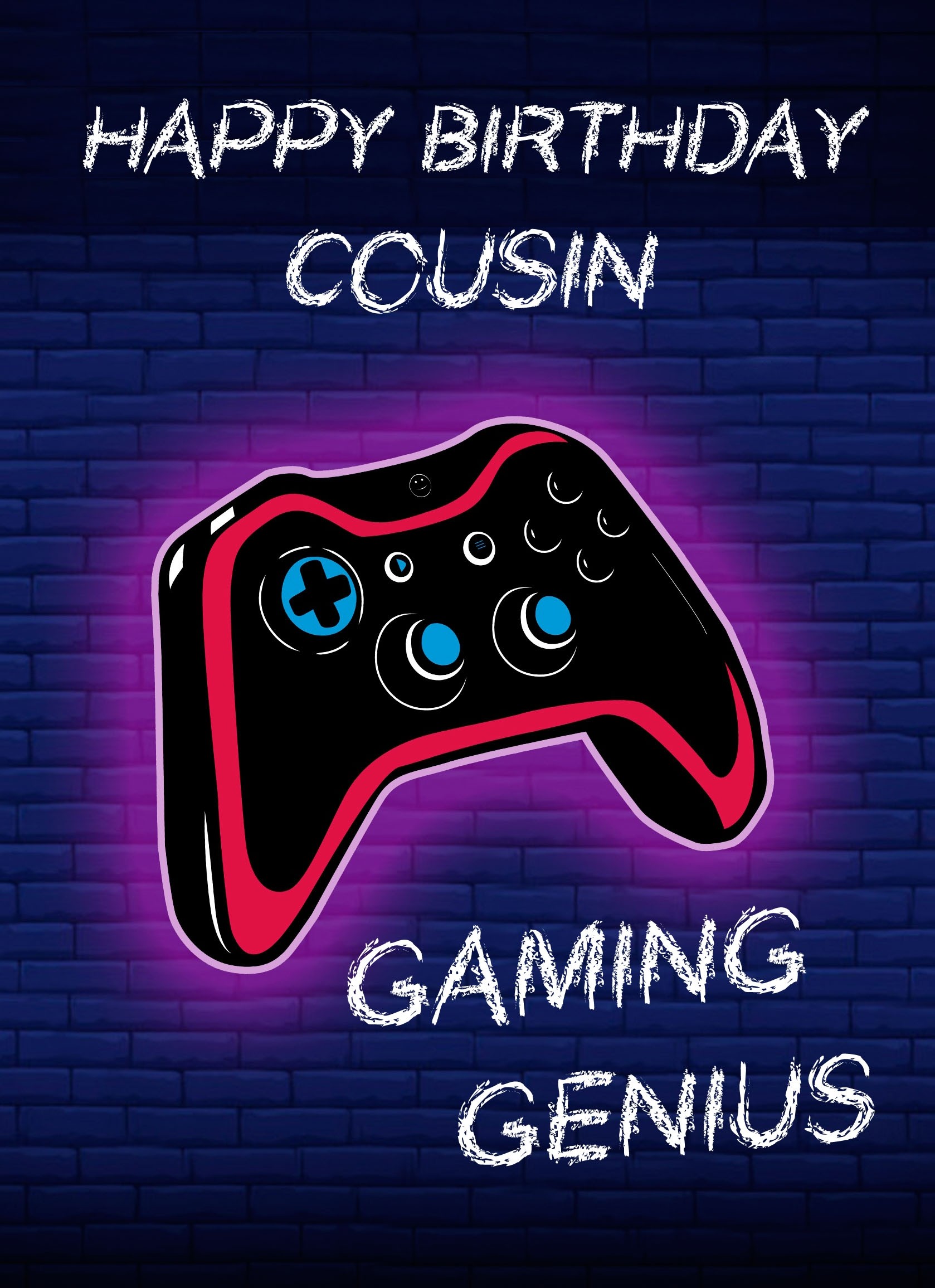Gamer Birthday Card For Cousin (Gaming Genius)