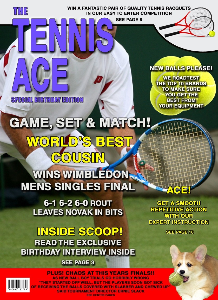 Tennis Cousin Birthday Card Magazine Spoof