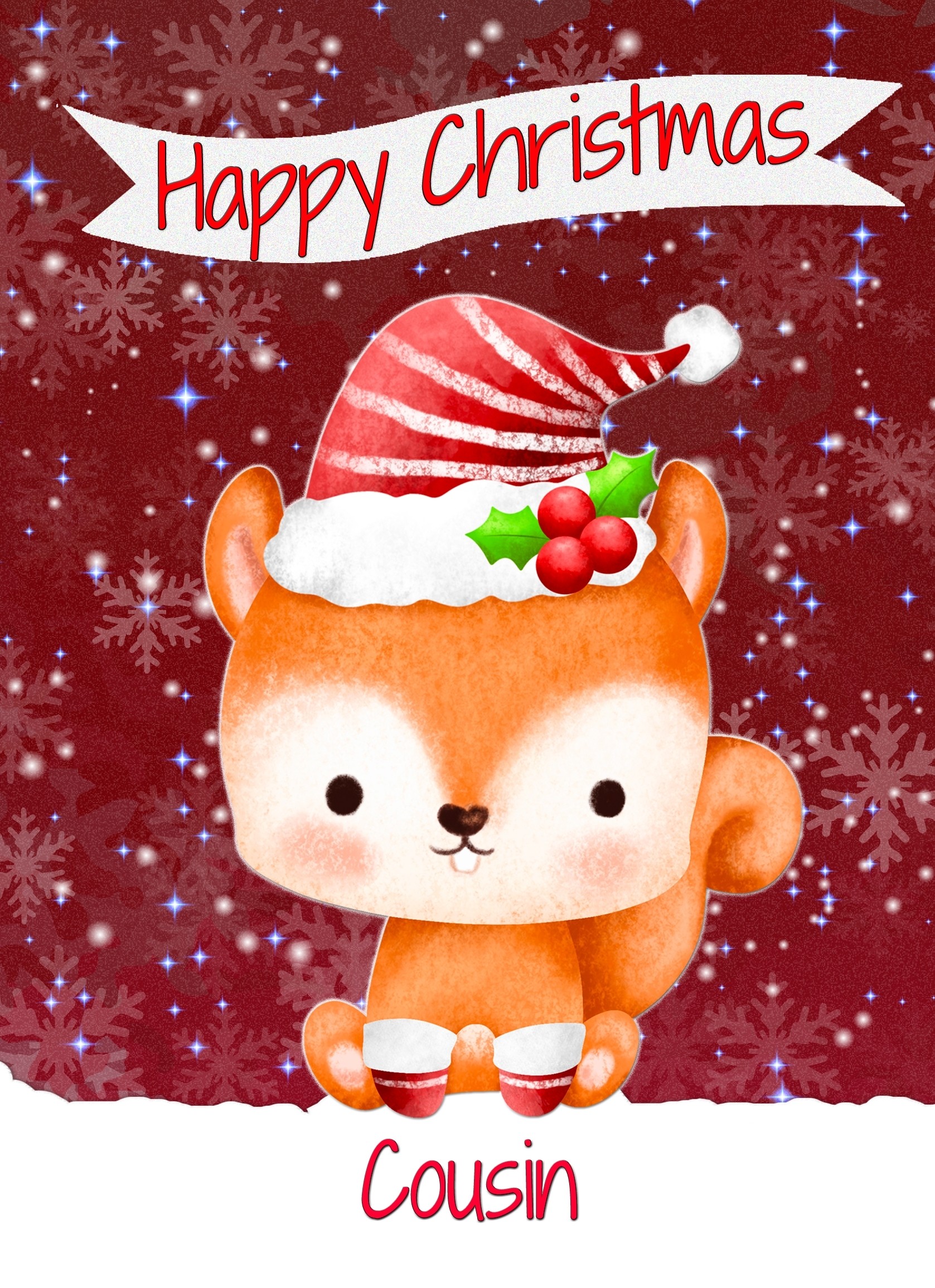 Christmas Card For Cousin (Happy Christmas, Fox)