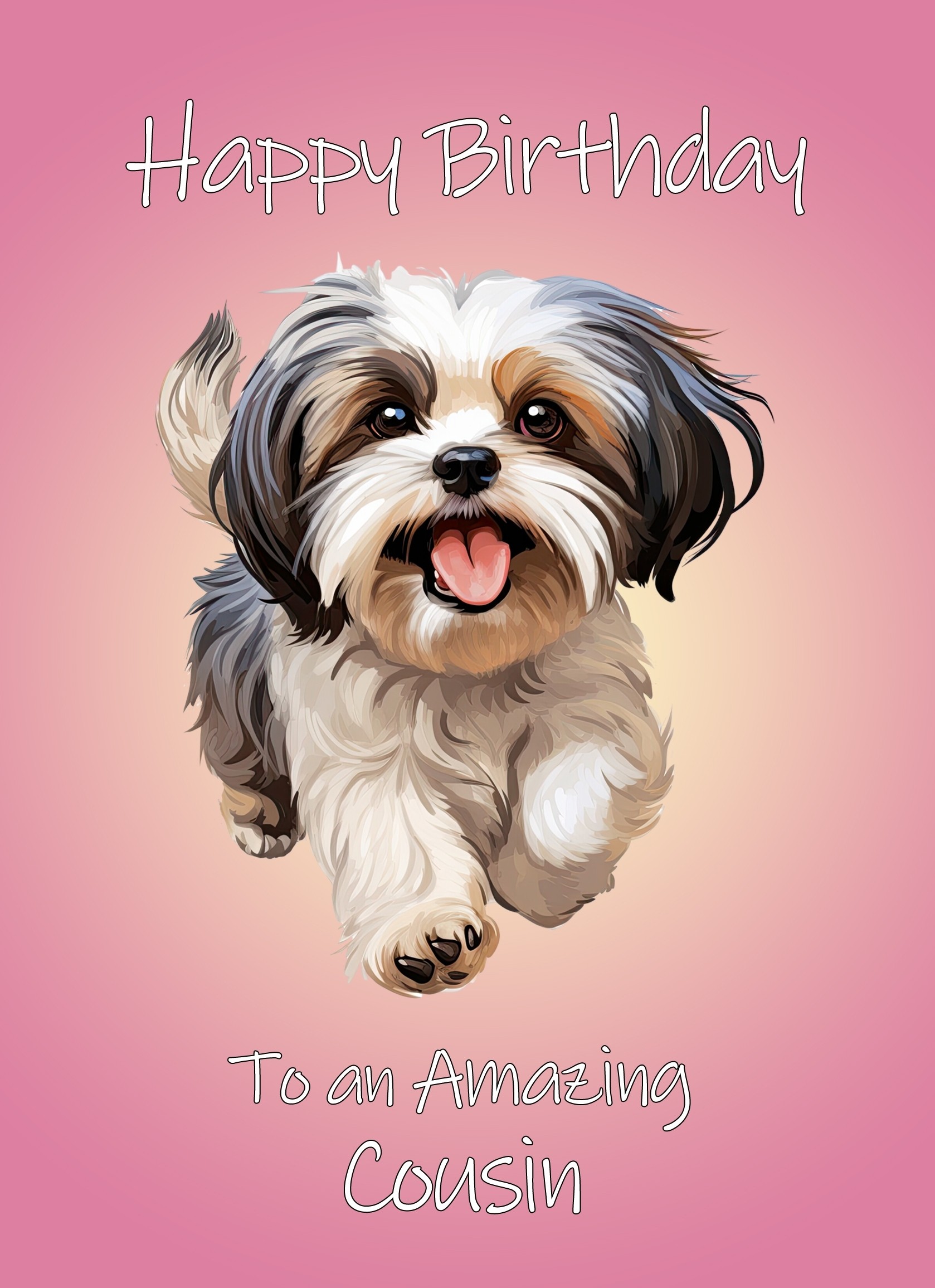Shih Tzu Dog Birthday Card For Cousin