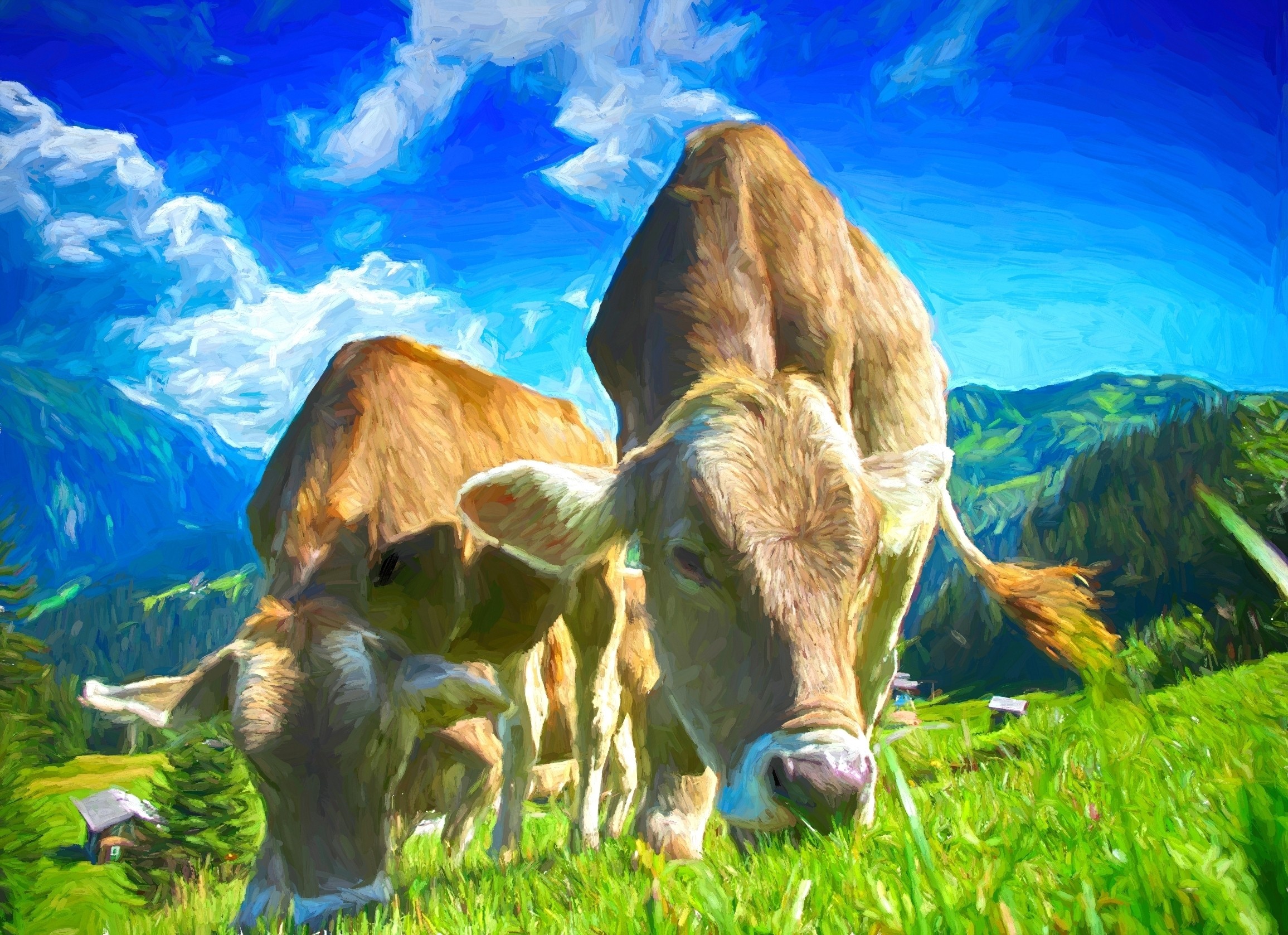 Cow Art Blank Greeting Card