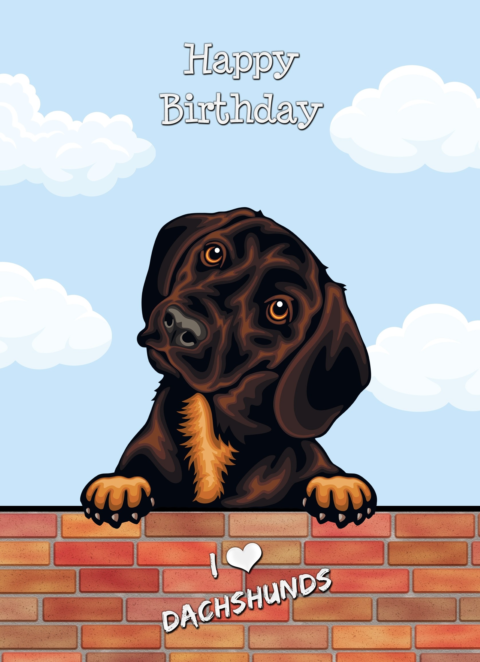 Dachshund Dog Birthday Card (Art, Clouds)