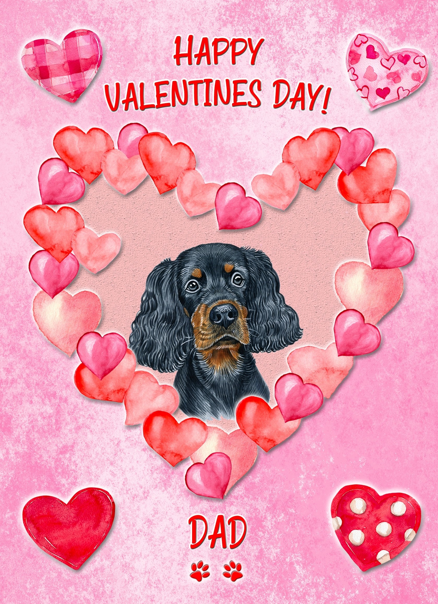Gordon Setter Dog Valentines Day Card (Happy Valentines, Dad)