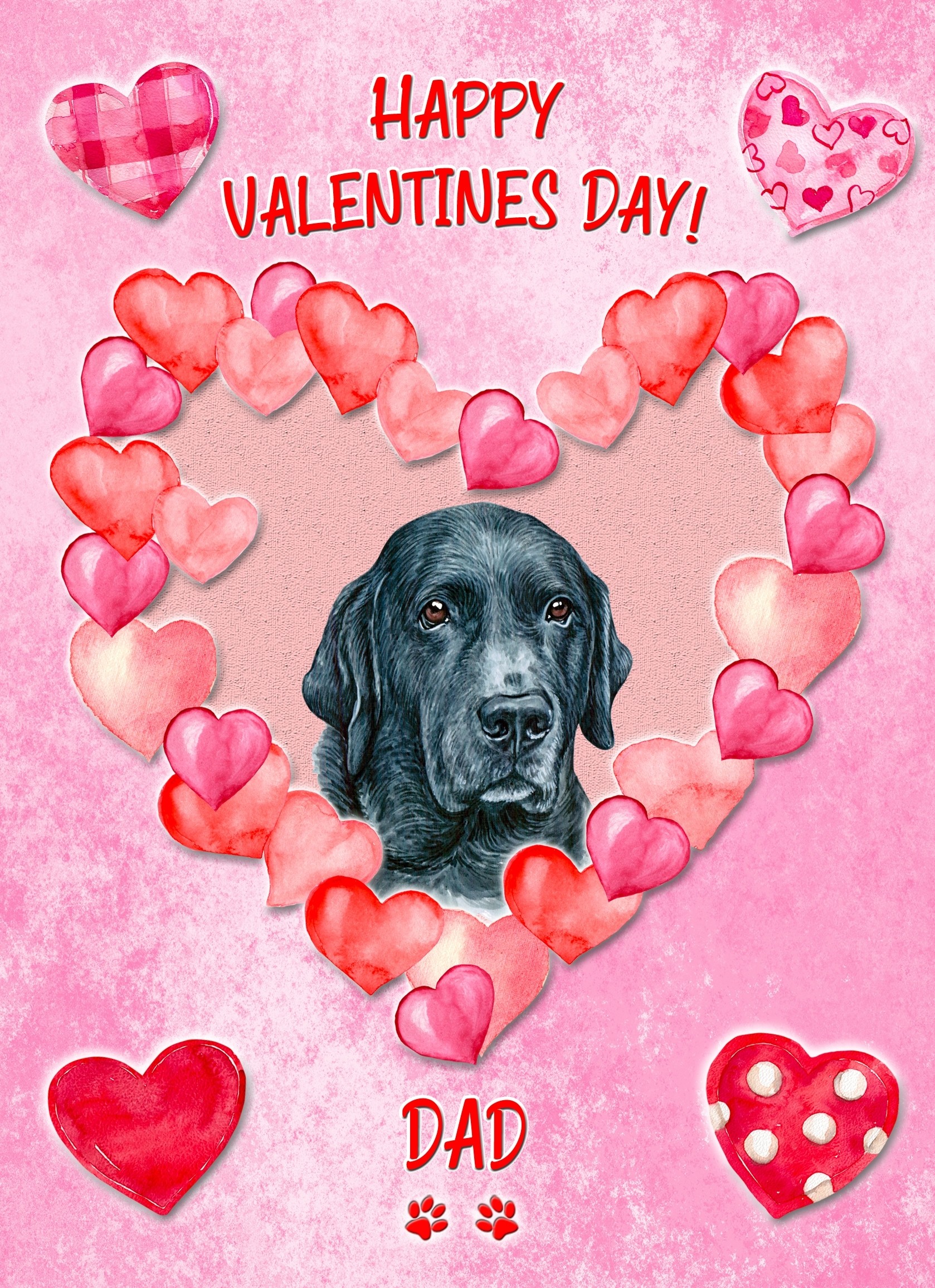 Black Labrador Dog Valentines Day Card (Happy Valentines, Dad)